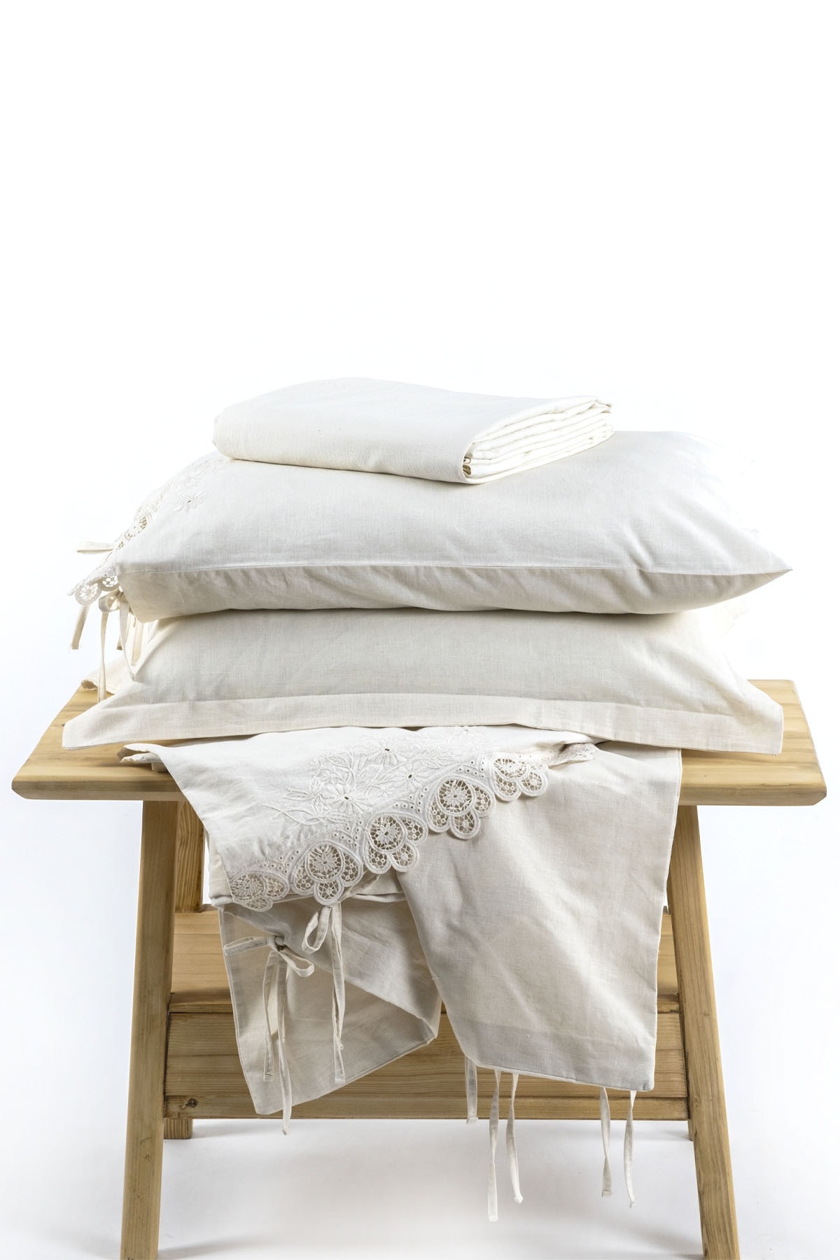 سرویس روتختی سایز بزرگ  بژ اکوکاتنEcocotton | Amanda Krem XL اورجینال - تصویر 5