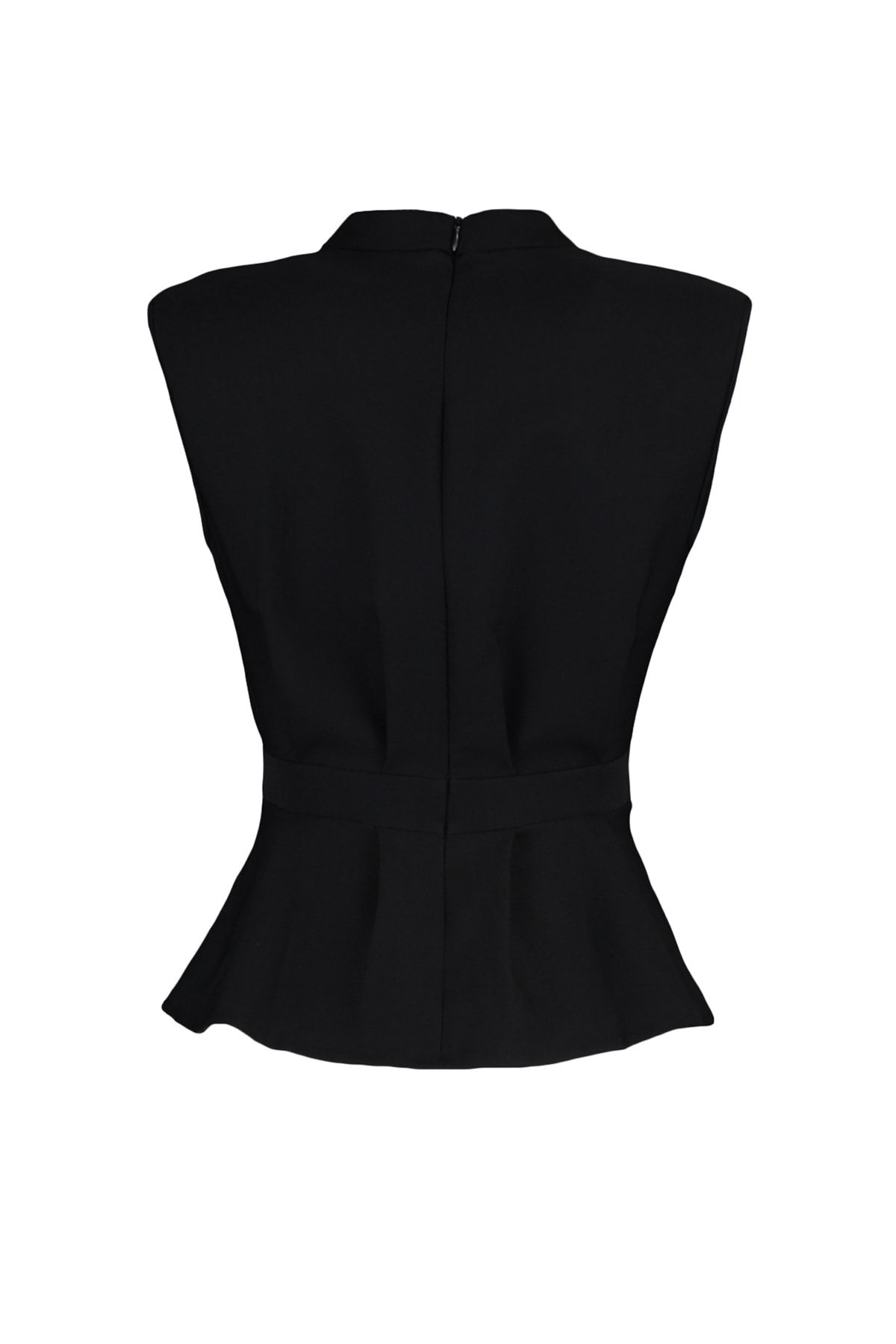 Trendyol Collection-Schwarze ärmellose Webbluse mit Rundhalsausschnitt TWOAW23BZ00559 8