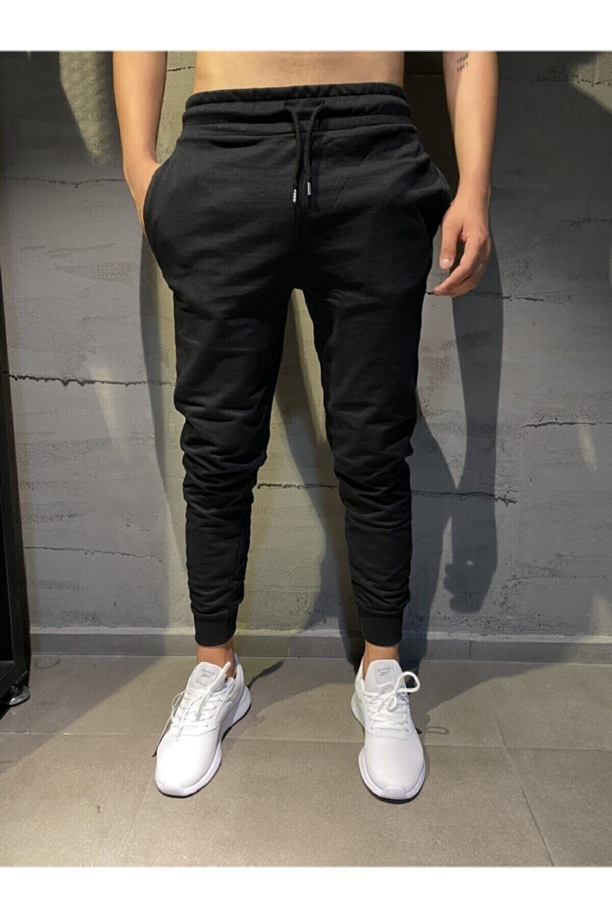 BOA-Men's Black Skinny Leg Slim Fit Joger Sweatpants 3