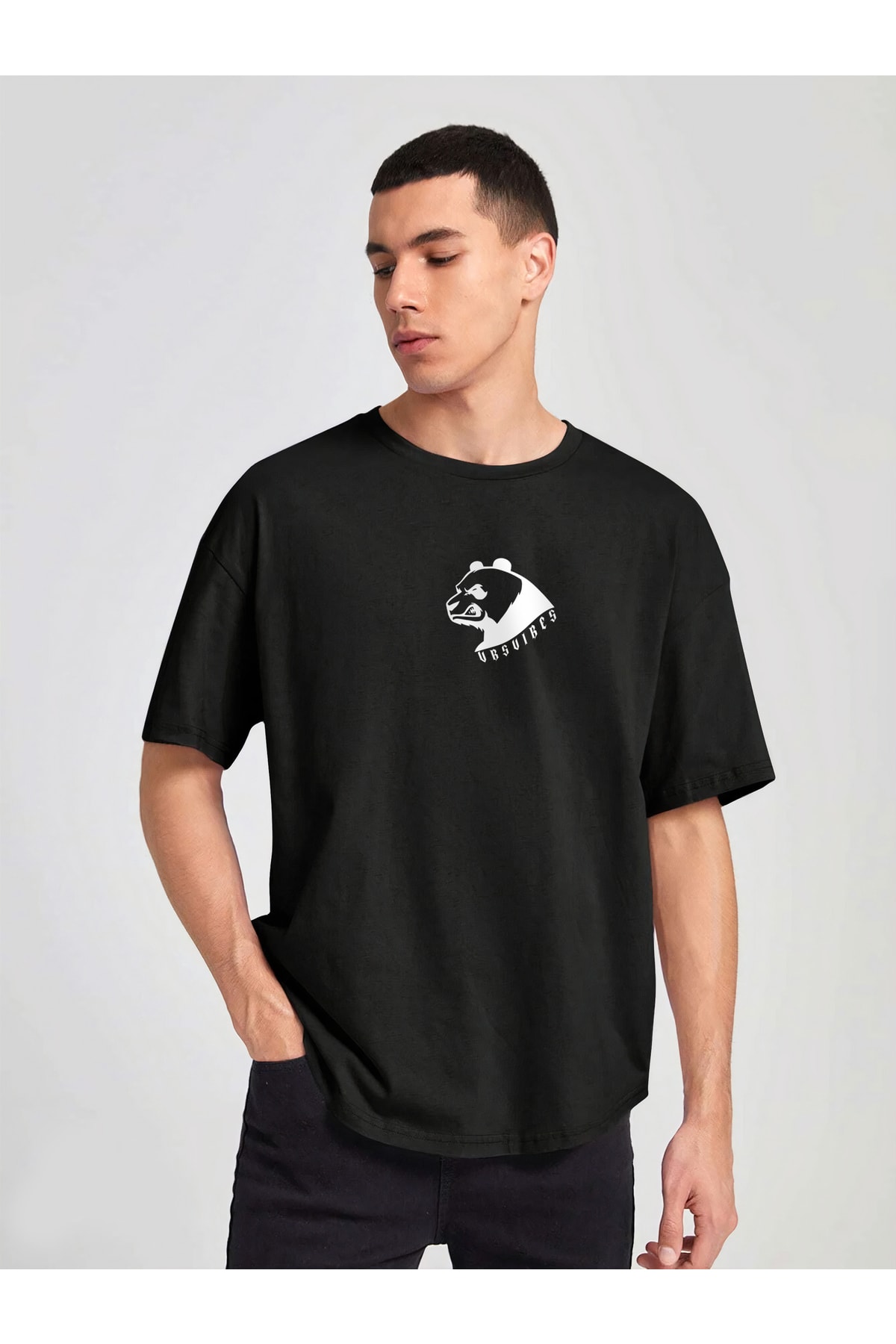 VBSVİBES Unisex Oversize Minimal Bear Baskılı T-shirt