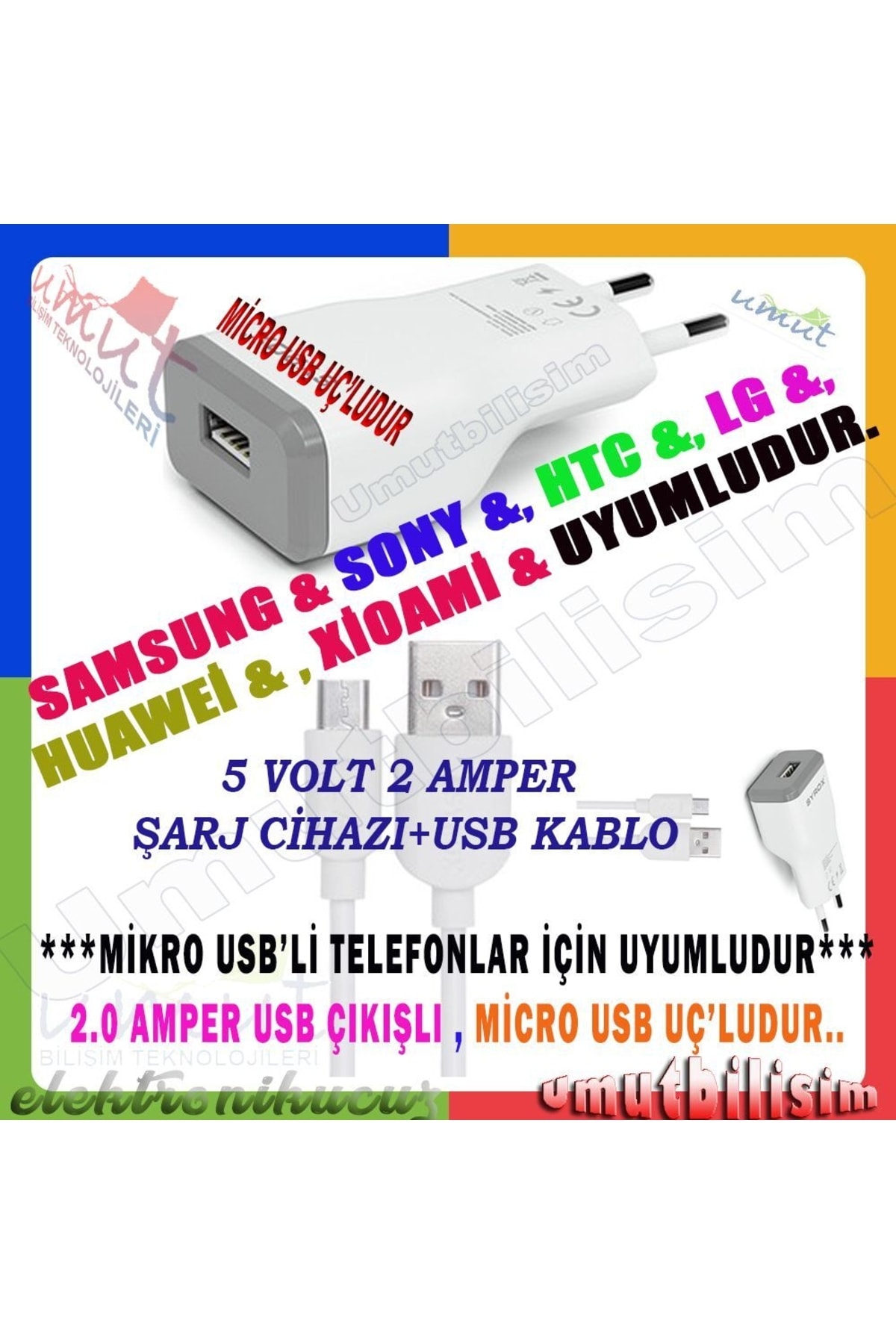 Eu-39-honor 7x Uyumlu Mikro Usb Girişli 2.0 Amper Şarj Aleti+kablo Şarj Cihazı - J15 4