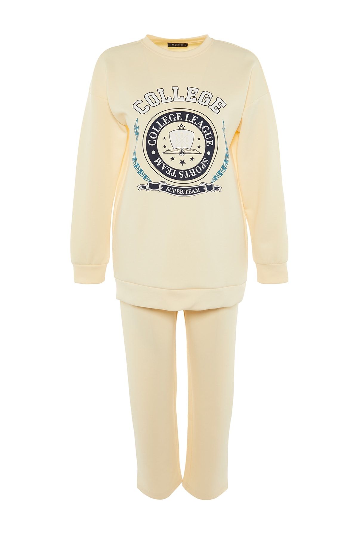 Trendyol Modest-Beige Printed Scuba Knitted Tracksuit Set TCTAW23EN00016 6