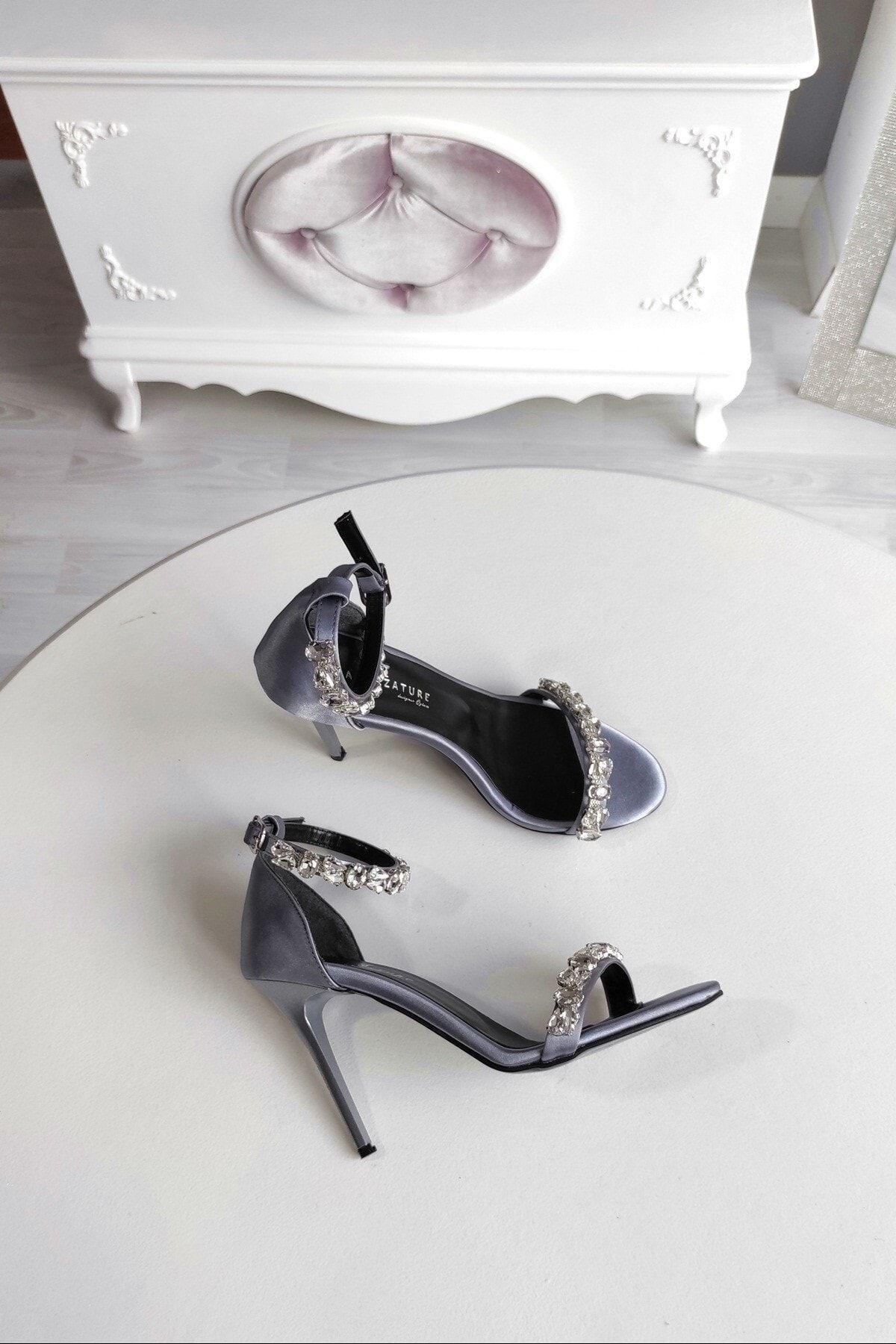 Dark silver shoes heels sale