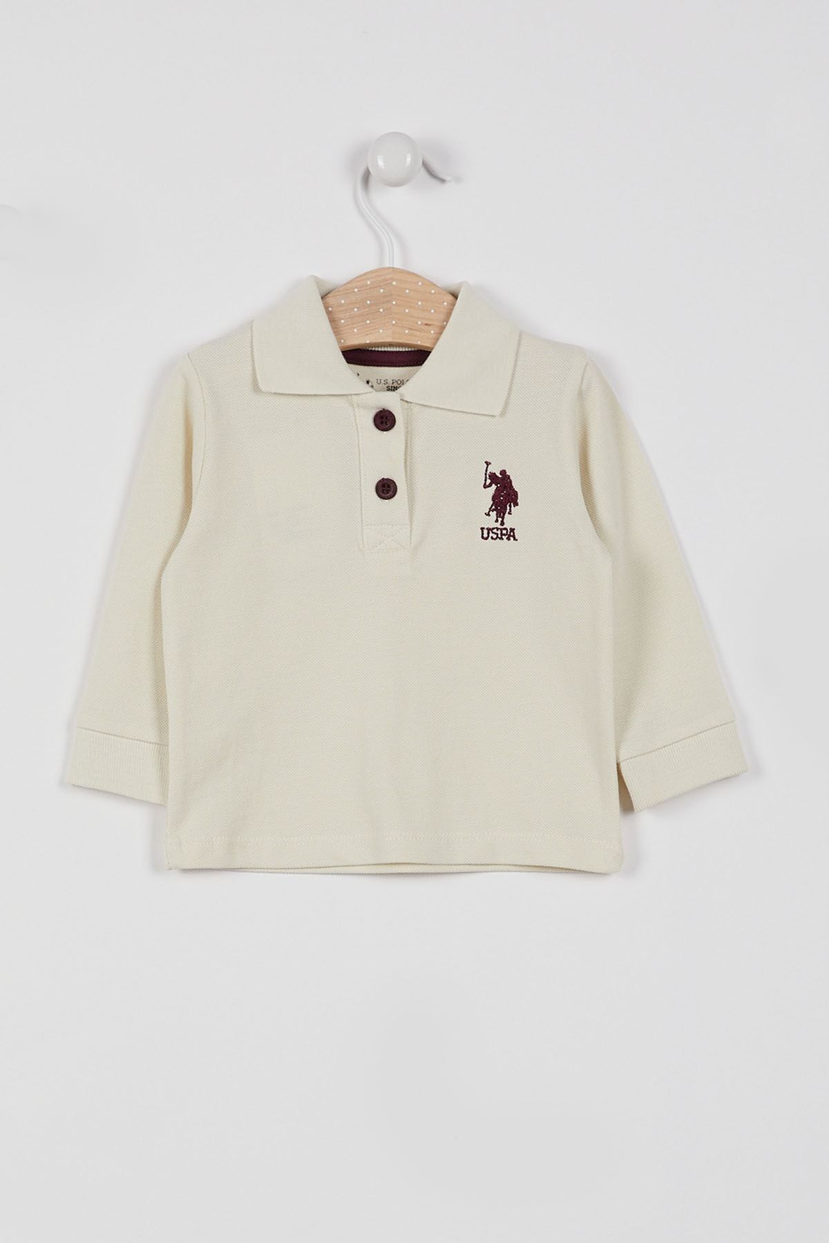 پایه. ژاکت آستین بلند بچه کلاسیک Ecru با مجوز Polo Assn U.S. Polo Assn.