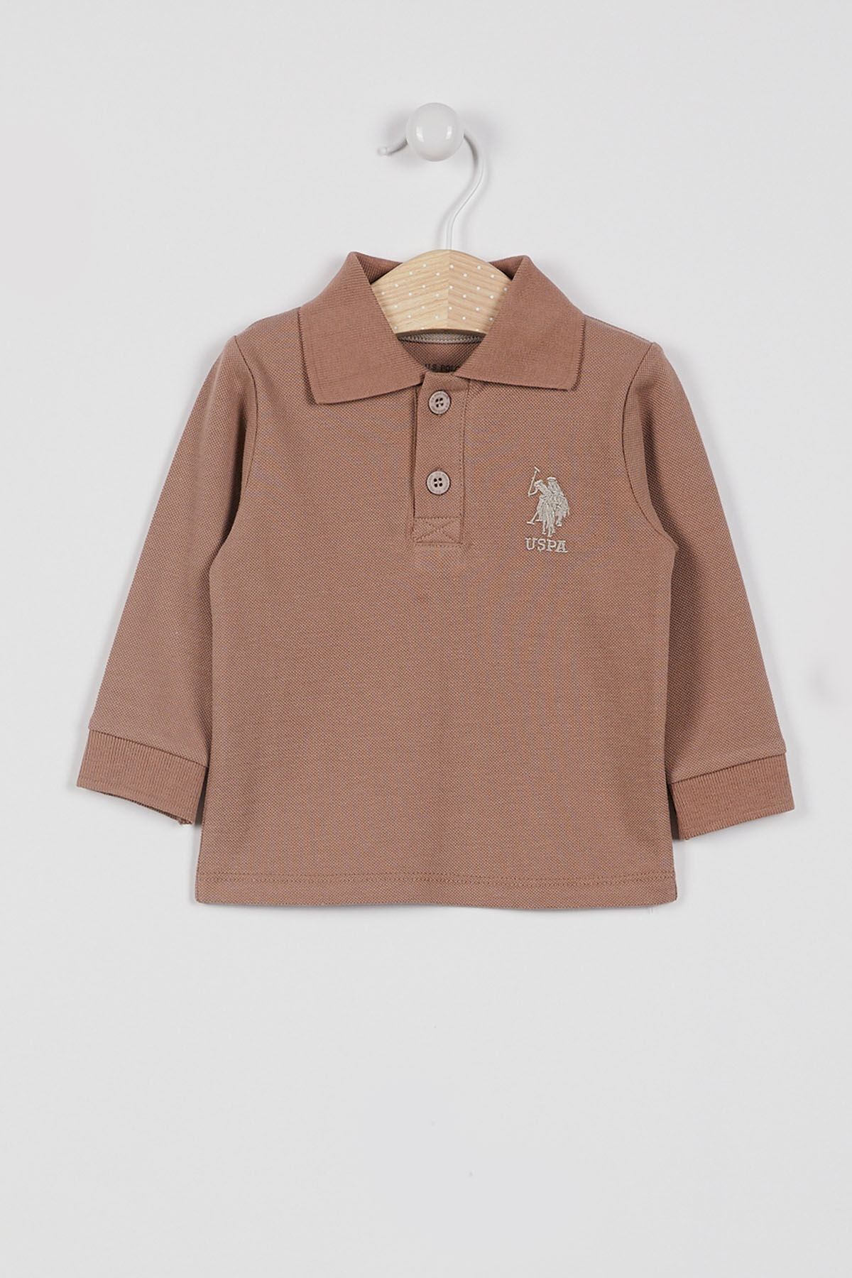 U.S. Polo Assn. پایه. سویشرت آستین بلند نوزاد پسر قهوه ای روشن کلاسیک Polo Assn