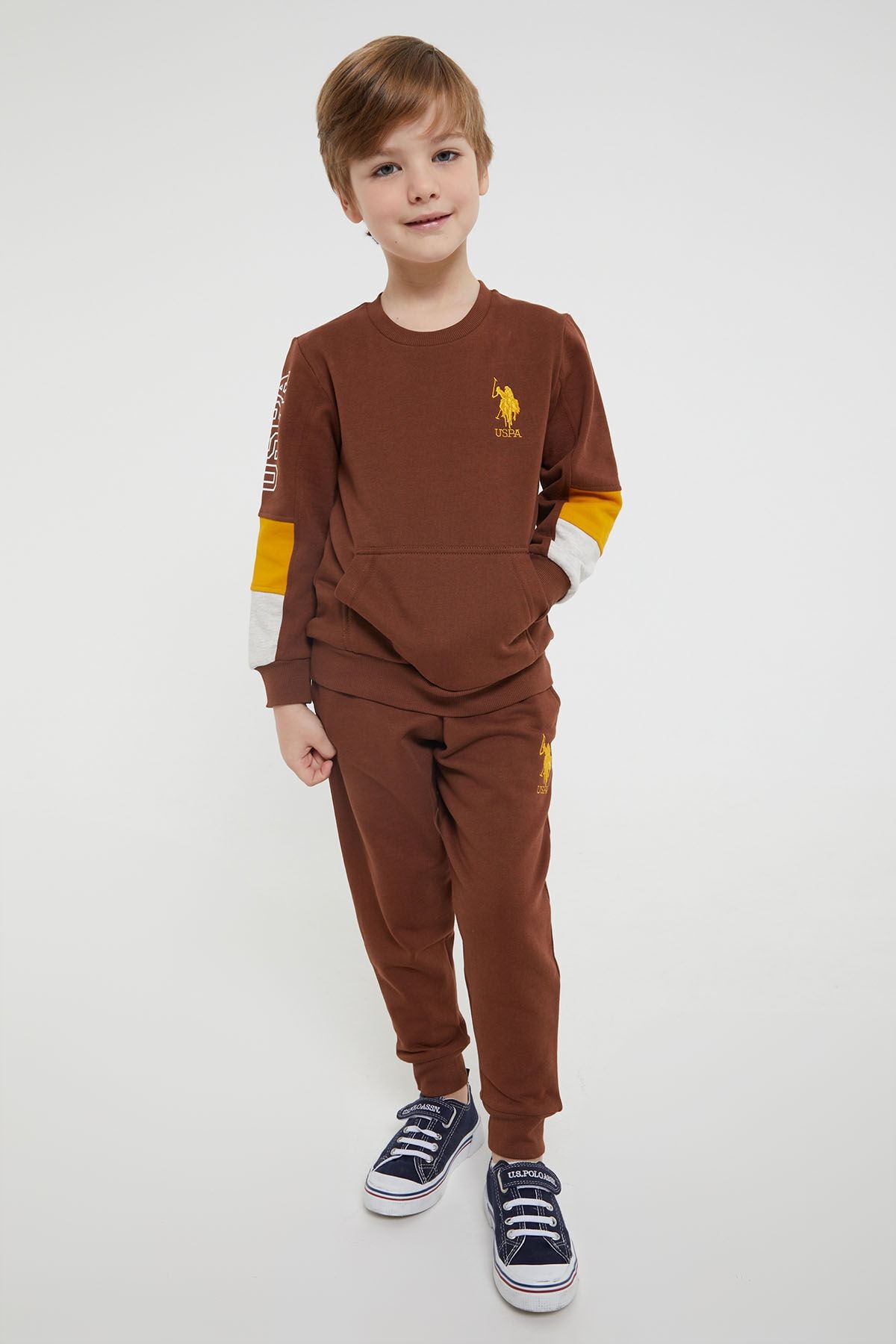 U.S. Polo Assn. Licensed Brown Boy s Tracksuit with Kangaroo