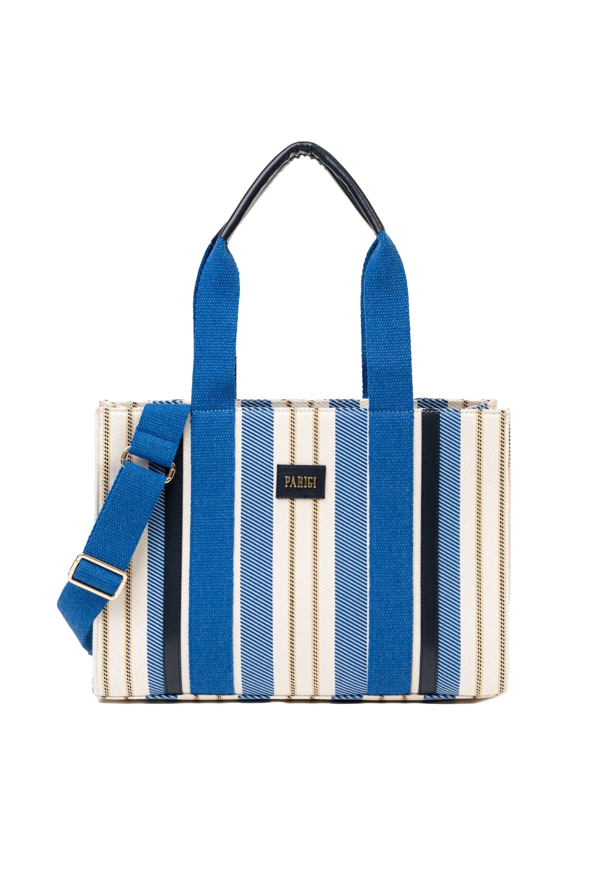 Blue Striped Shoulder Handbag, Colorful Best Designer Ladies' 9.45