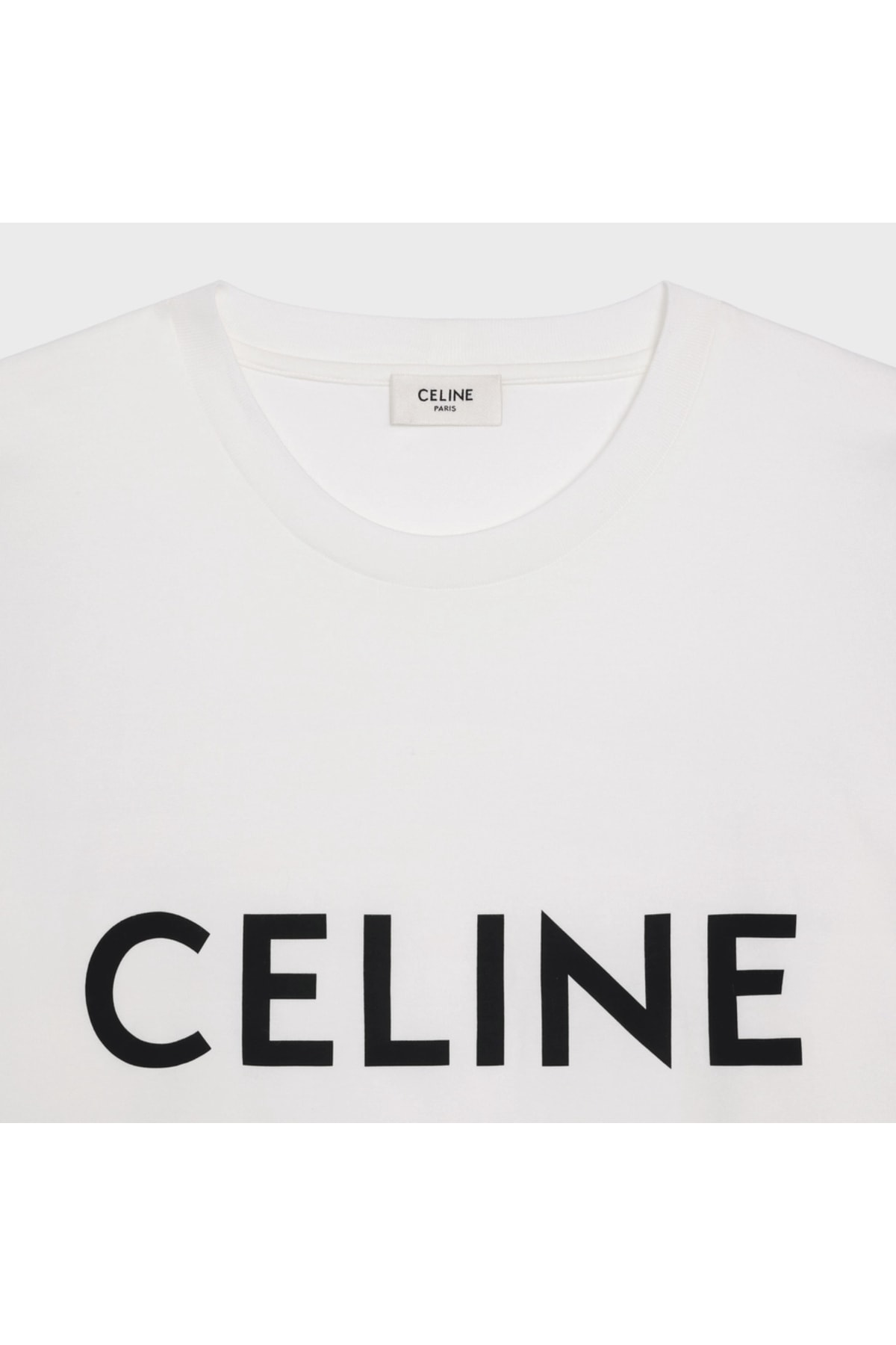 Celine Unisex Loose Fit Beyaz Logo Baskılı Tshirt PG7385