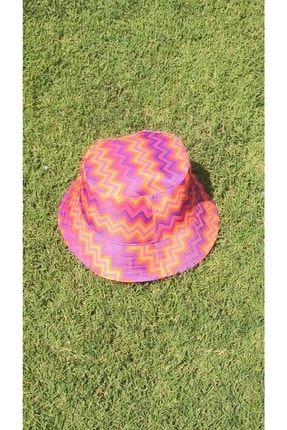 Zigzag Desenli Kova Şapka Balıkçı Unisex Yazlık Standart Beden Bucket Hat TYC00515946809