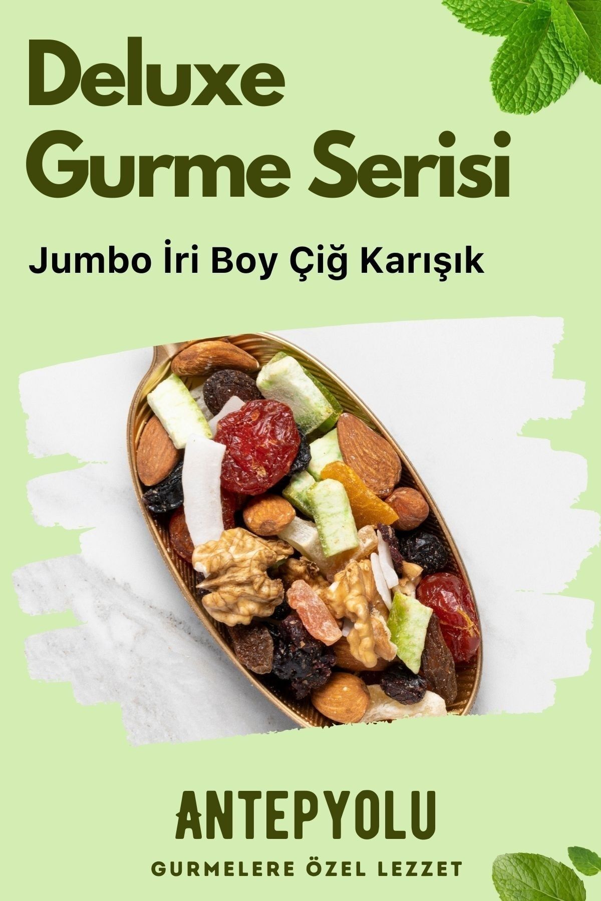 Antepyolu Deluxe Gurme Serisi 1. Kalite Lüks Çiğ Karışık Kuruyemiş Sağlıklı &amp; Taze &amp; Lezzetli Lüx Çerez 225 gr ZO10574