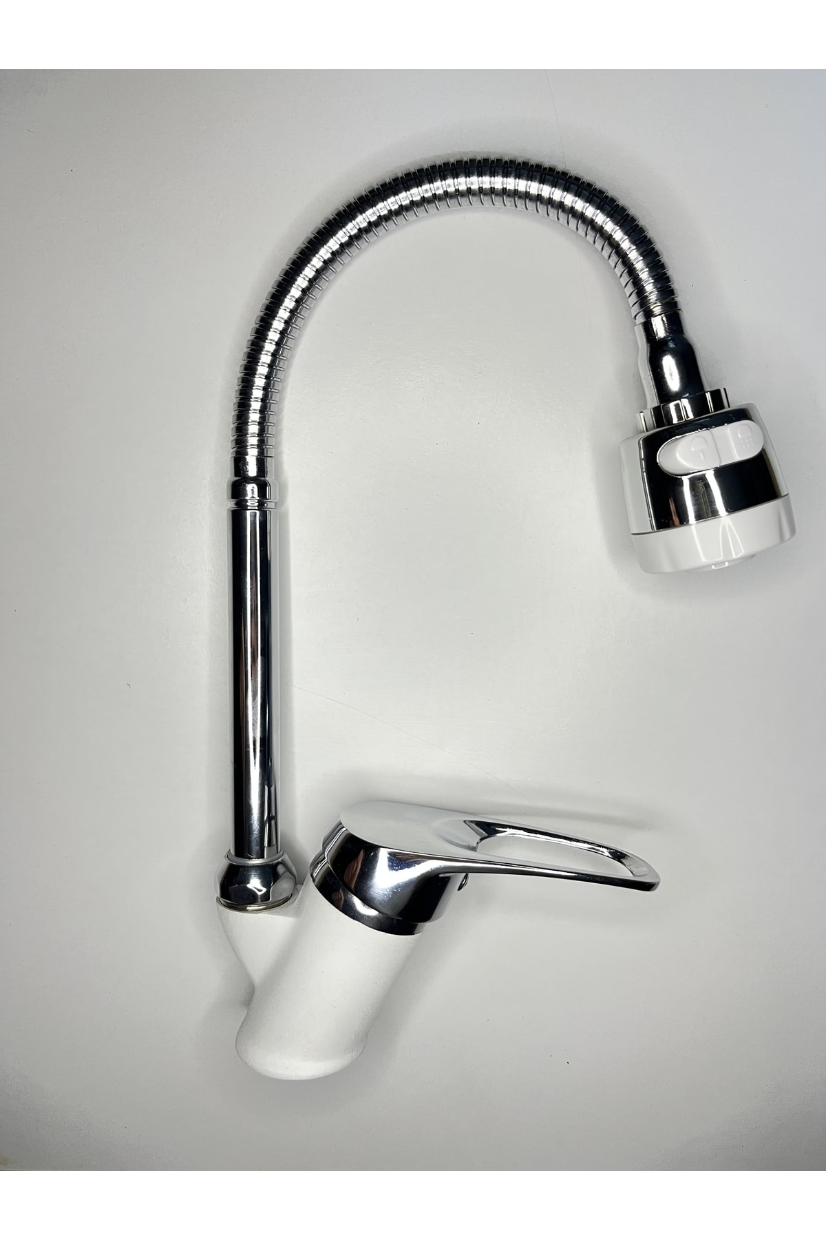 2 Function White Chrome Cartilage Movable Tubular Kitchen Sink Faucet Faucet