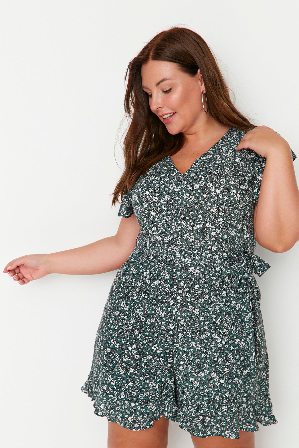 Trendyol Curve-Green Belted Woven Overalls TBBSS22TU0110 4