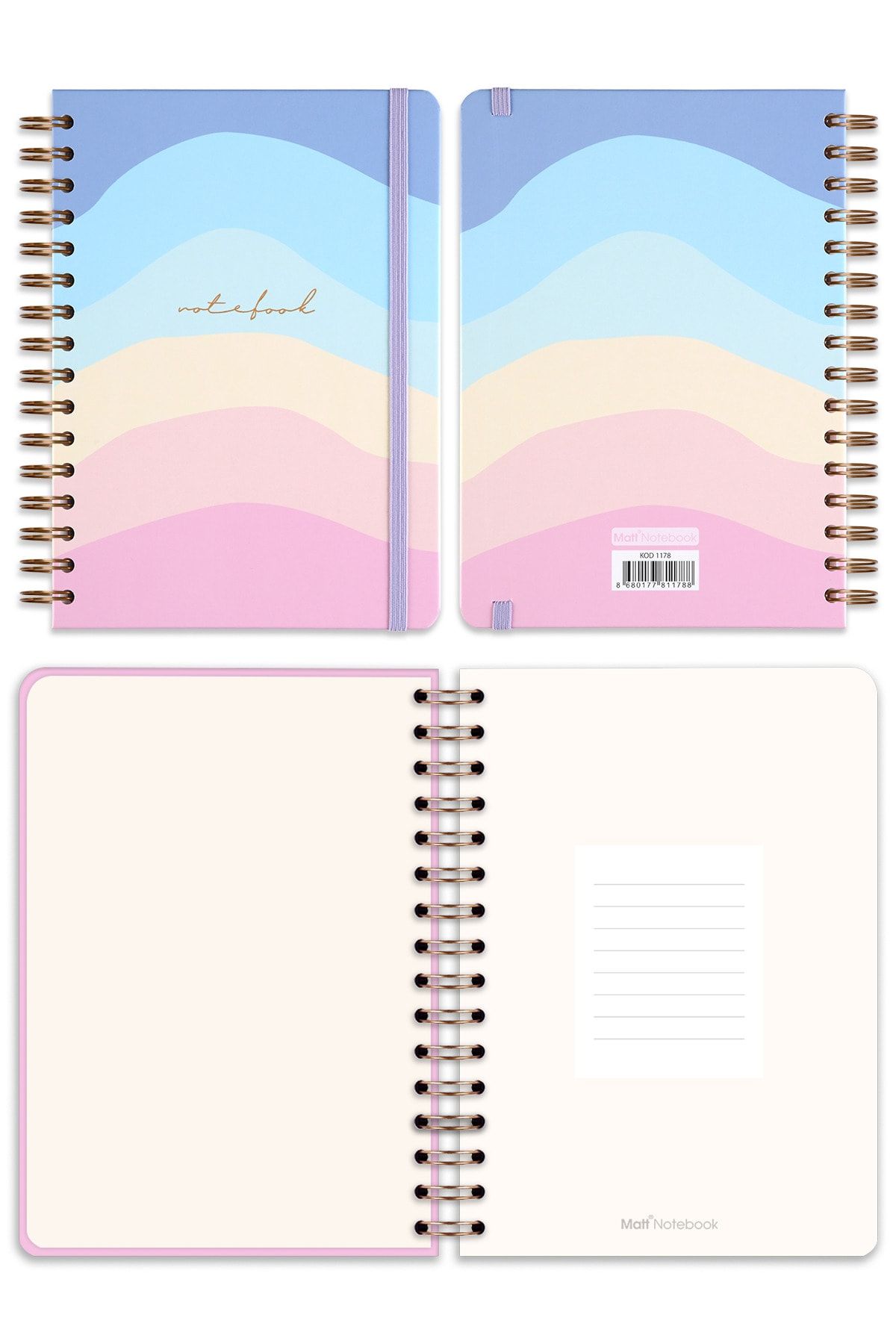 Matt Notebook-15x21 cm A5 Caiet pe spirală Curcubeu 4