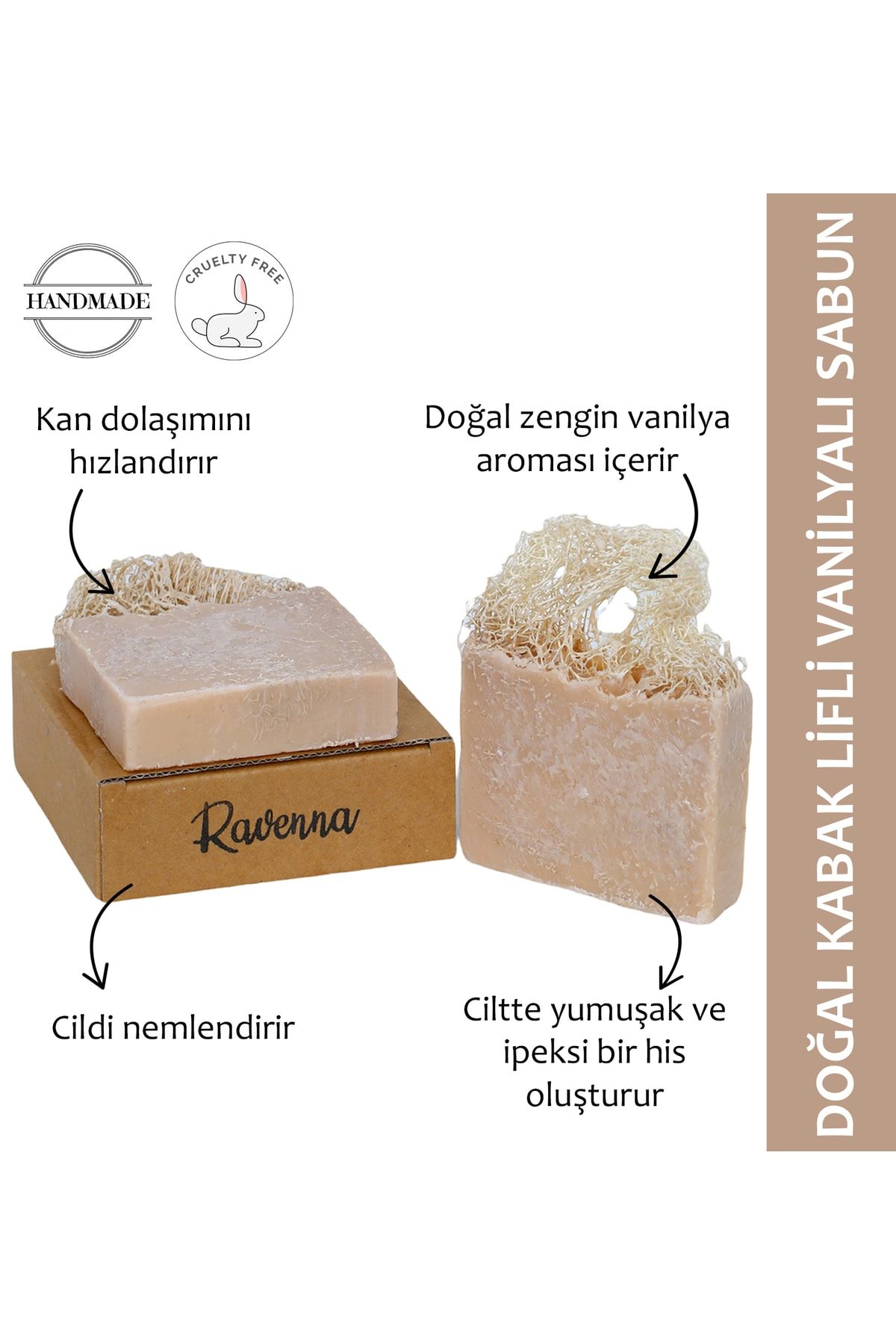 صابون دست ساز وانیلی تند با فیبر کدو تنبل طبیعی RAVENNA