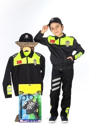 Trafik Polisi Kostümü Çocuk Üniforması Sarı 579