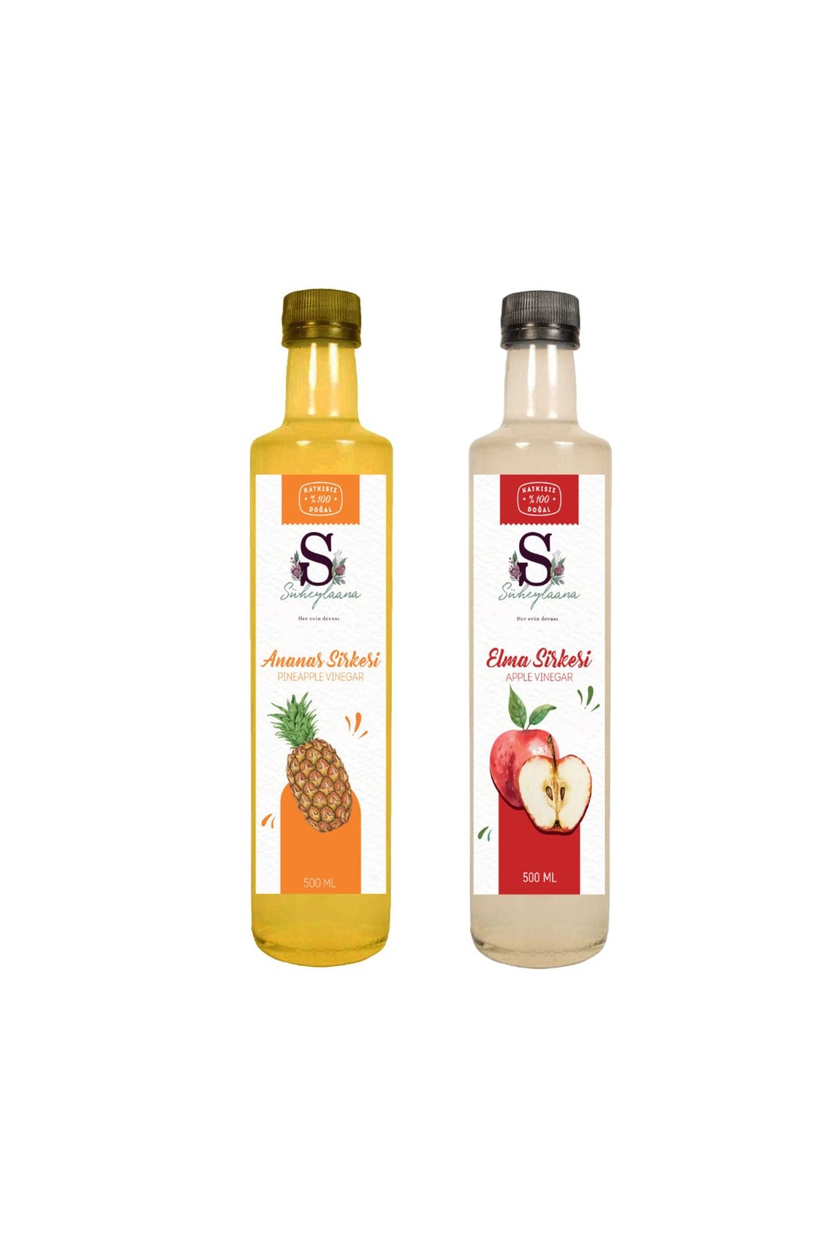 Doğal Ananas Sirkesi 500 Ml Ve Doğal Elma Sirkesi 500 Ml