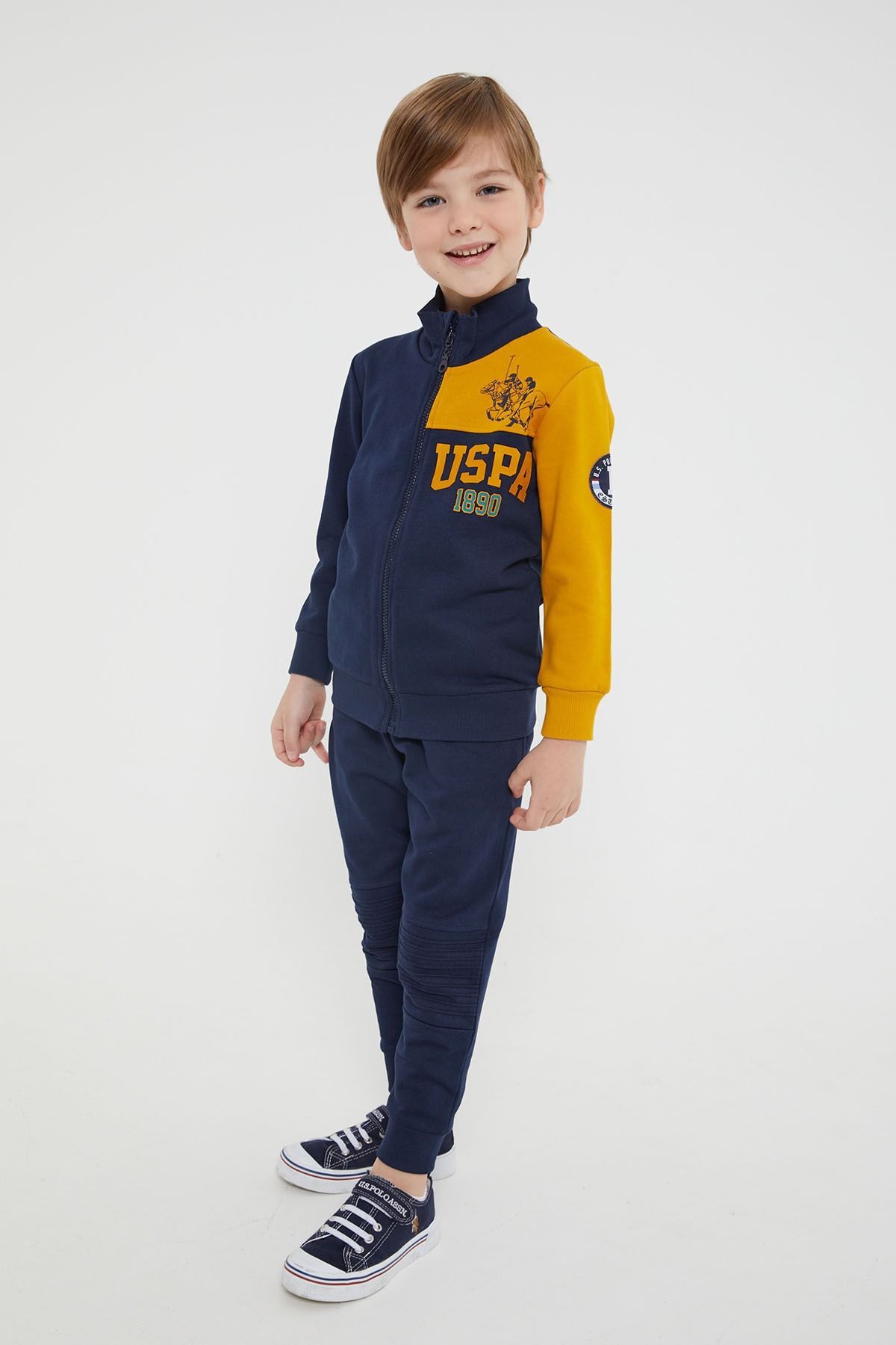 U.S. Polo Assn. Licensed Navy Blue Boy s Zippered Tracksuit Trendyol