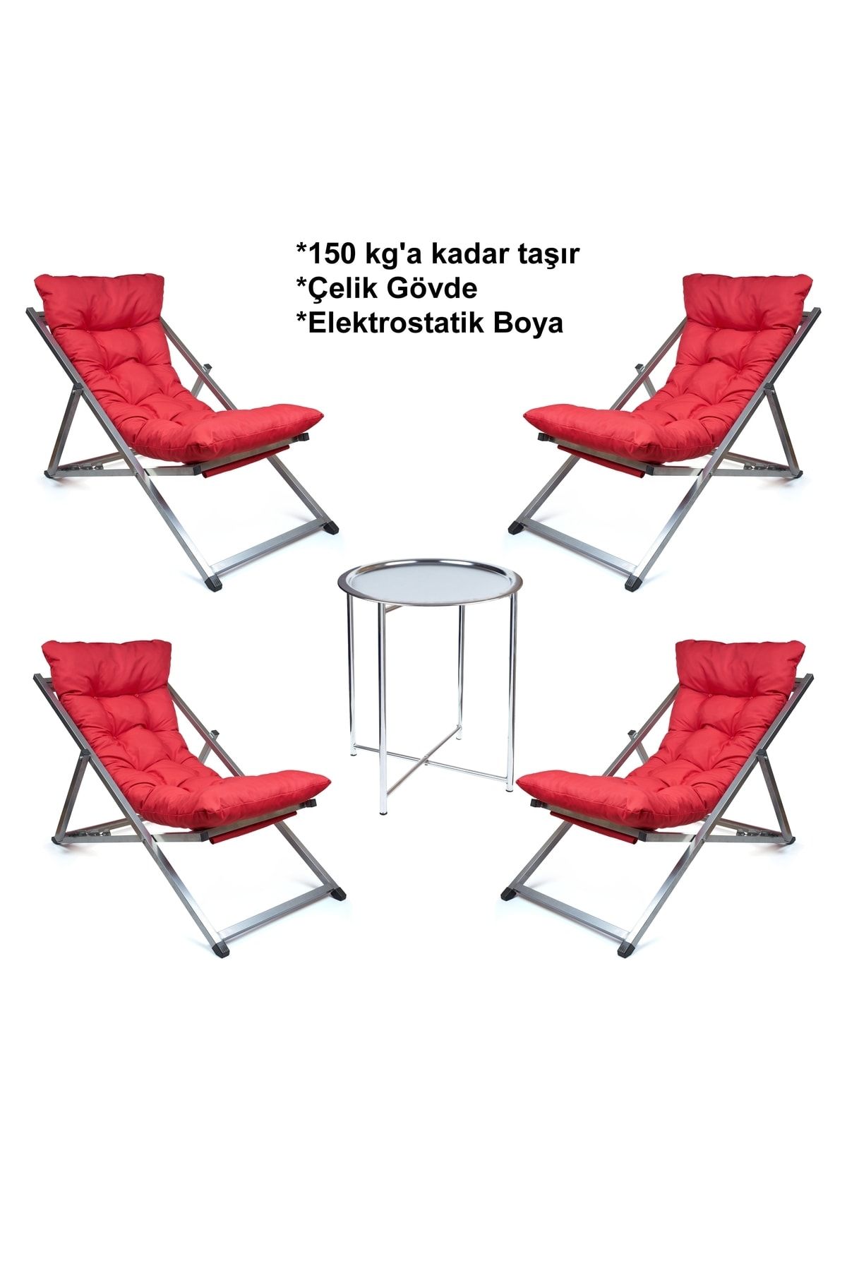 صندلی کمپ قرمز کمپینگ Cushion Zimy Sawlong مجموعه چهارم ست 4 Sezlong 1 قهوه  HUNDEMİR
