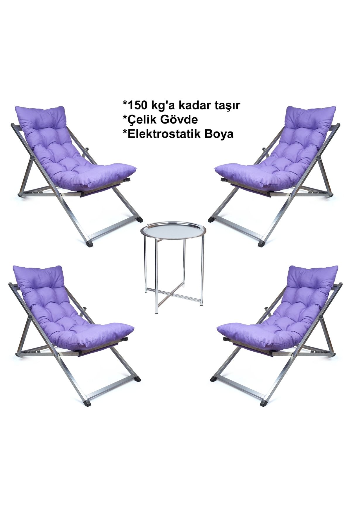 صندلی کمپ بنفش کمپینگ Cushion Zimy Sawlong مجموعه چهارم ست 4 Sezlong 1 قهوه  HUNDEMİR