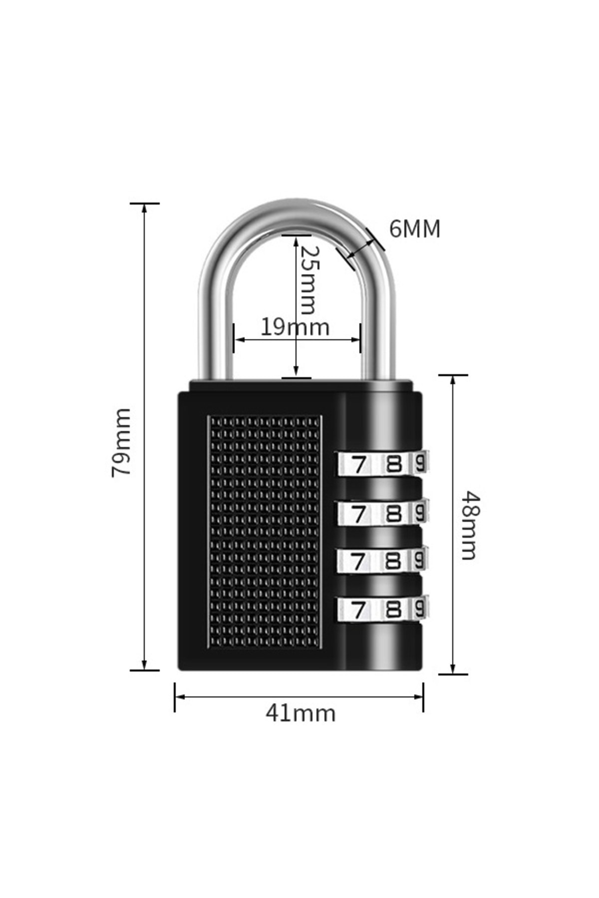 Streak Şifreli Asma Kilit Bisiklet Motosiklet Dolap Güvenlik Kilidi Bebek Arabası - Siyah fotoğrafı 5 (önizleme)