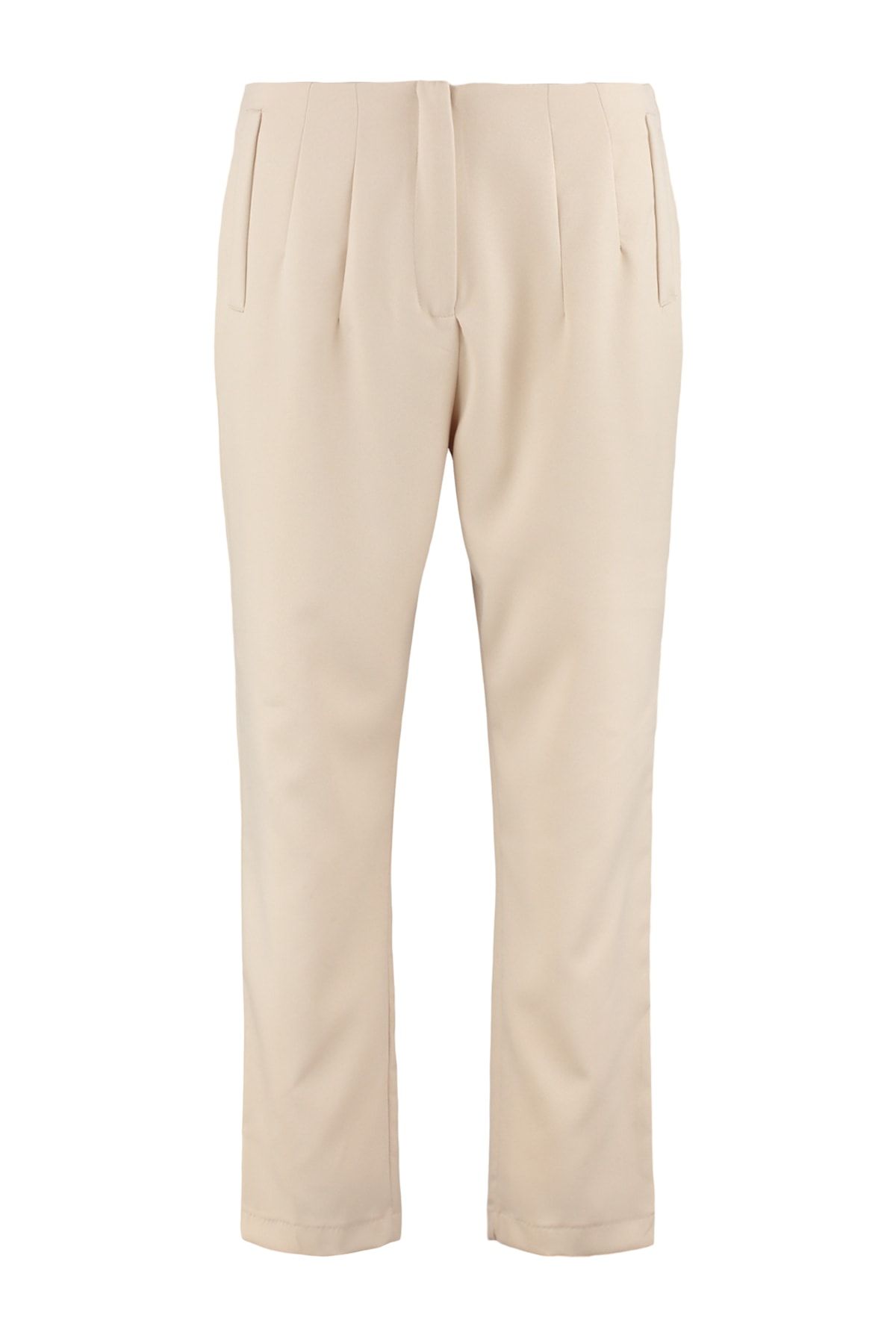 Trendyol Curve-Beige Zigarettenhose in Übergröße – Fleto Pocket, Webstoff TBBAW23AR00015 6
