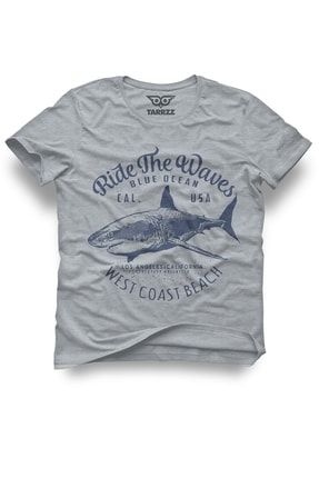 Köpekbalığı Los Angeles Coast Tişört Pamuklu Kısa Kollu Bisiklet Yaka Baskılı Tişört trrzz-00087