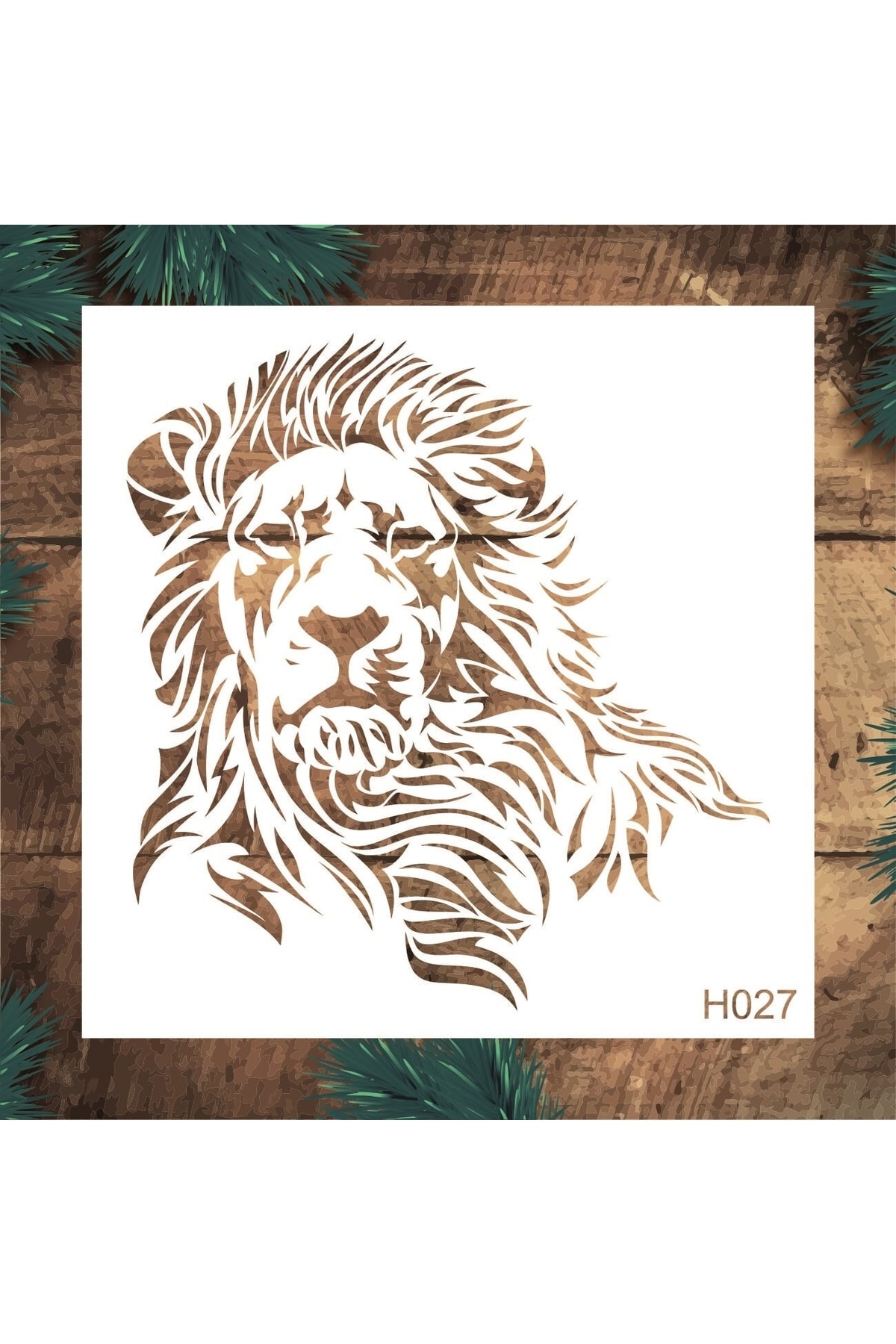 STENCİLTASARIM Stencil Tasarım H027 Aslan- Dekoratif Duvar Ve Eşya Boyama Şablonları 25x25cm