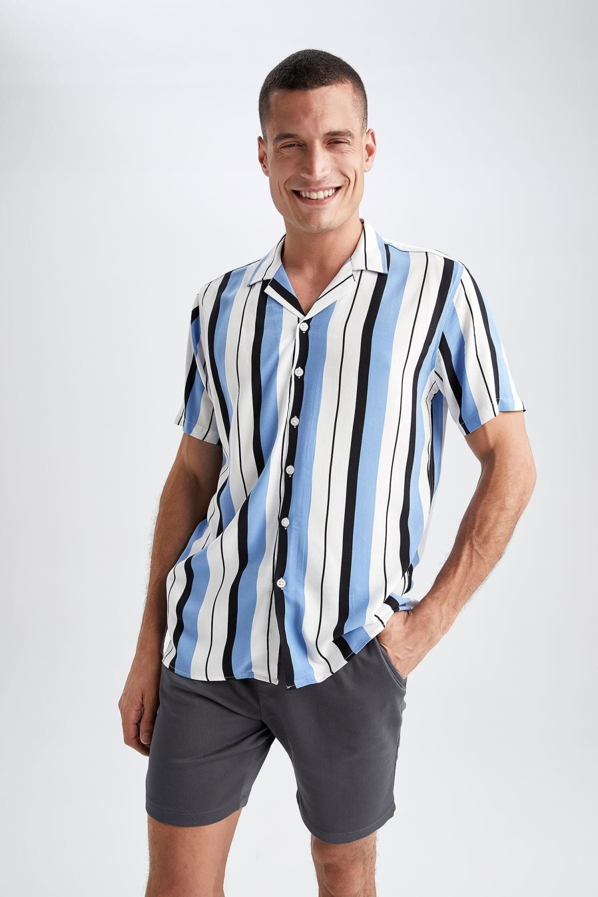 DeFacto Hemd Blau Regular Fit
