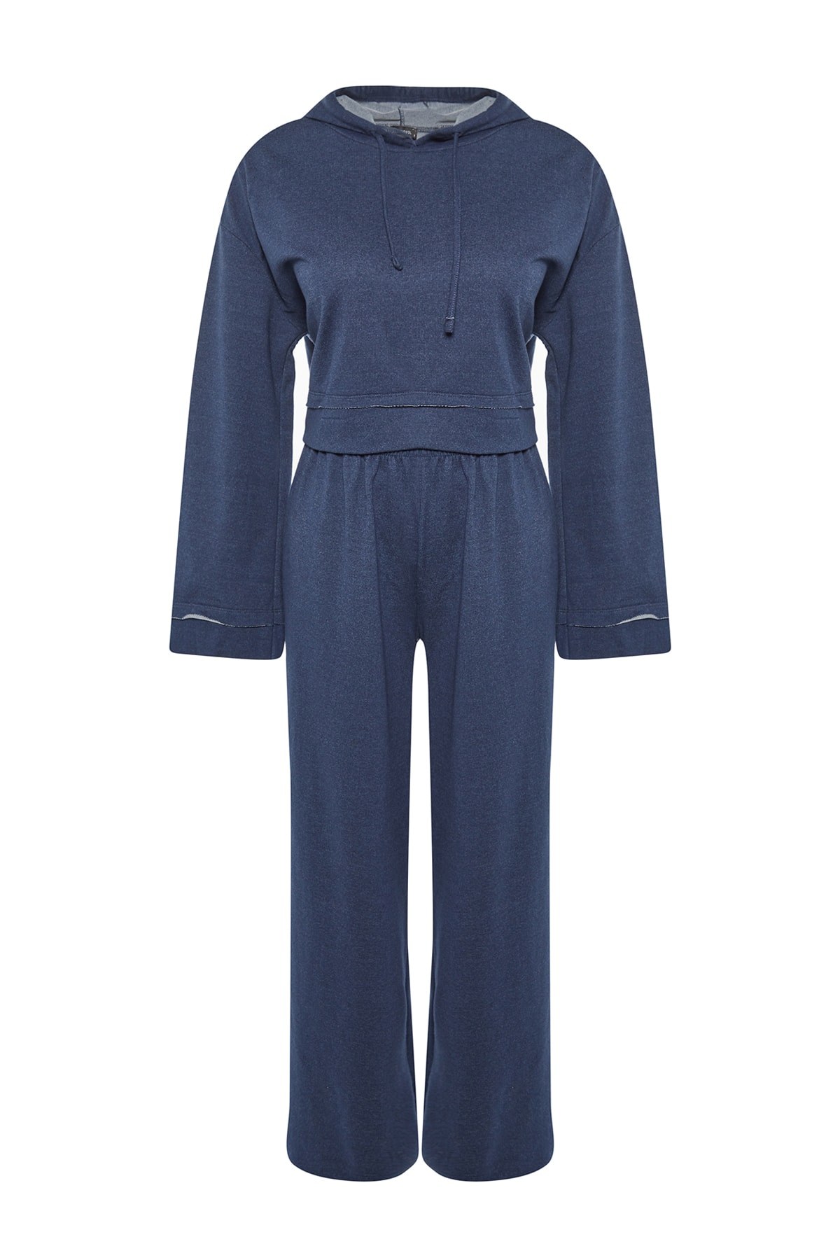Trendyolmilla  Lacivert Kapüşonlu Geniş Kalıp Örme Pijama Takımı TWOSS21EM0026 - Görsel 7