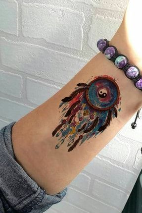 Renkli Düş Kapanı Ying Yang Geçici Dövme Tattoo TYBMNMD0053