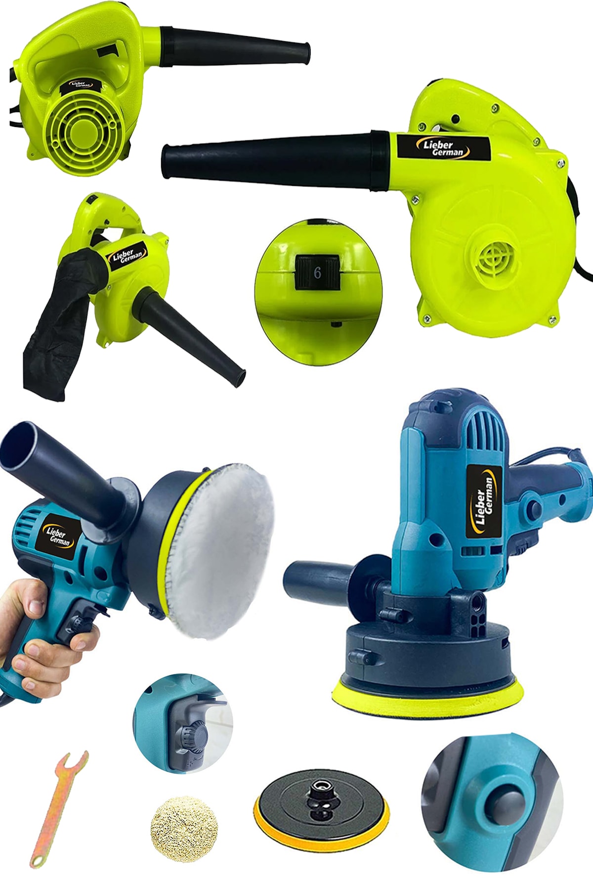 Lieber German Lg8013 Devir Ayarlı 125 Mm Polisaj Makinası 500 Watt Devir Ayarlı Hava Üfleme Makinası