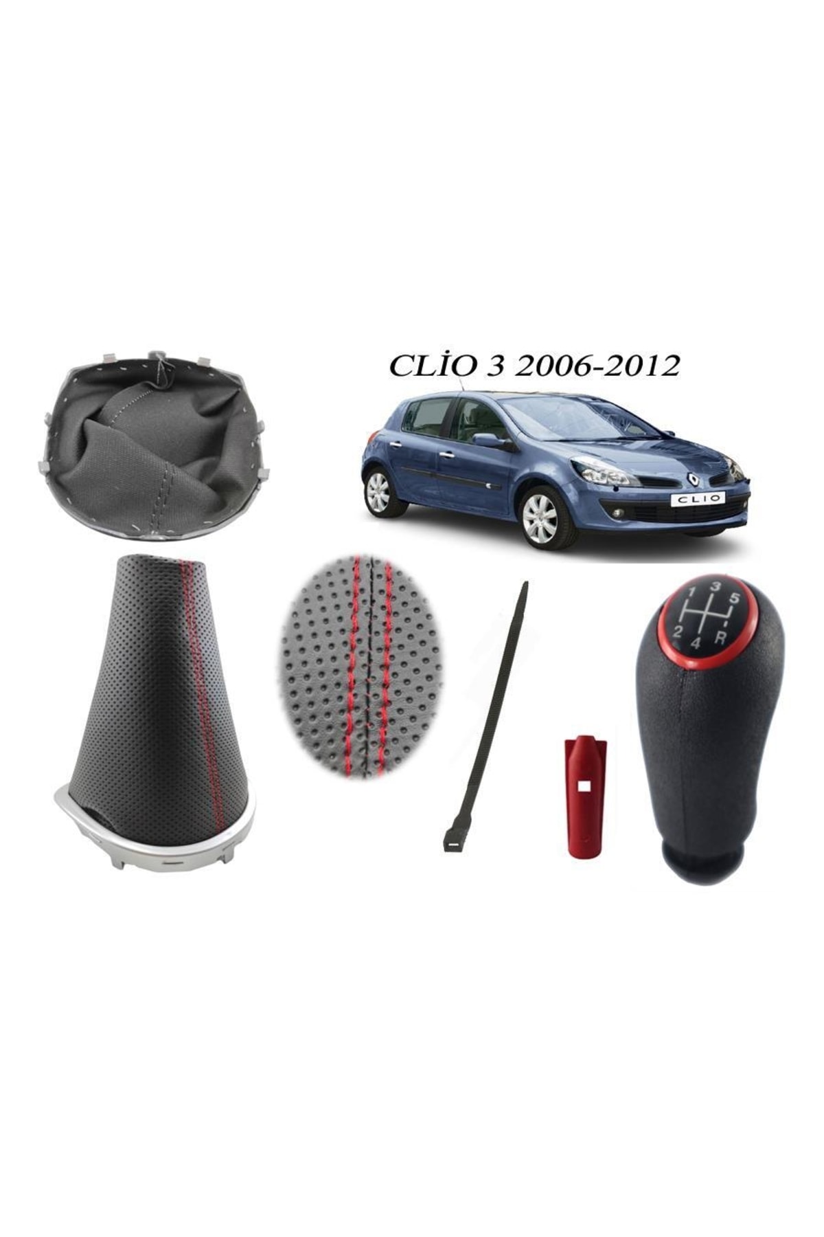 Vts Körük Renault Clio 3 Vites Körüğü+vites Topuzu Delikli Deri Kırmızı