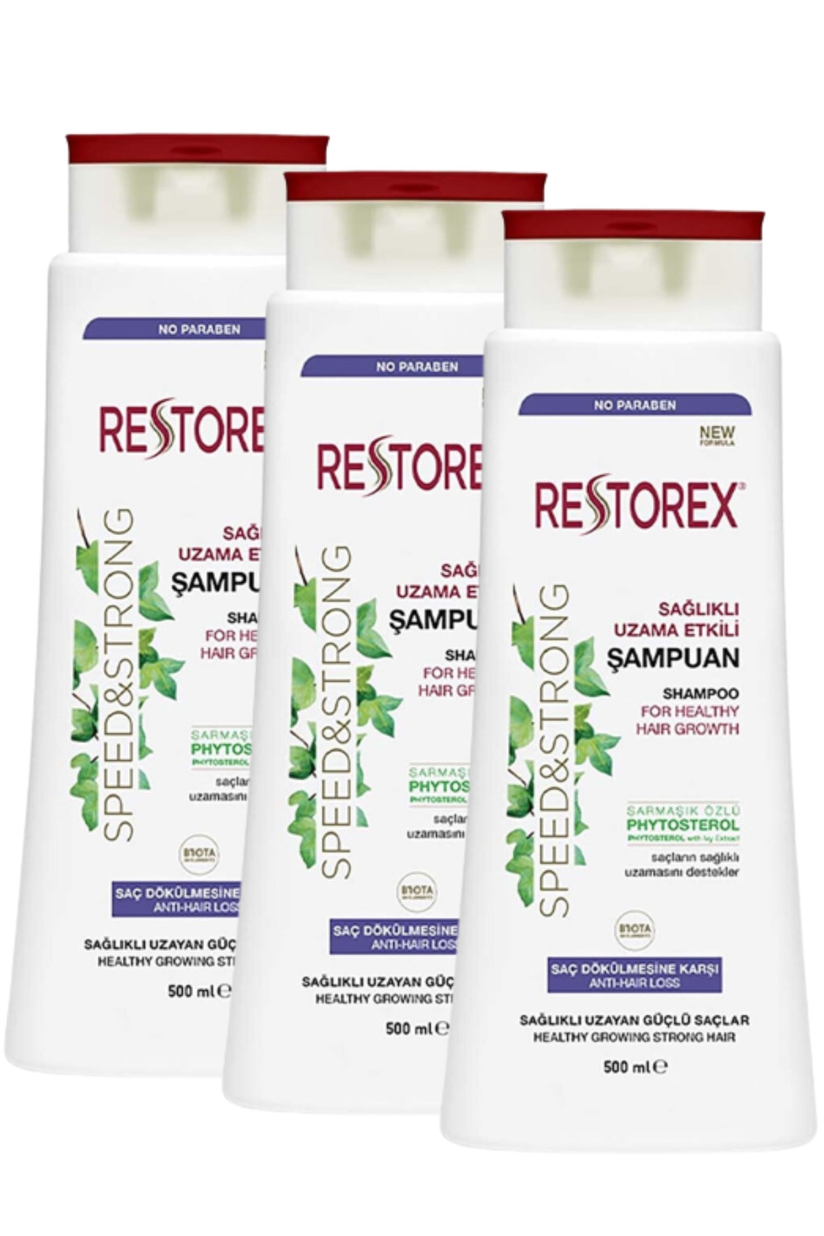 Restorex Sağlıklı Uzama Etkili Saç Dökülmesine Karşı Etkili Şampuan 500ml 3 Adet