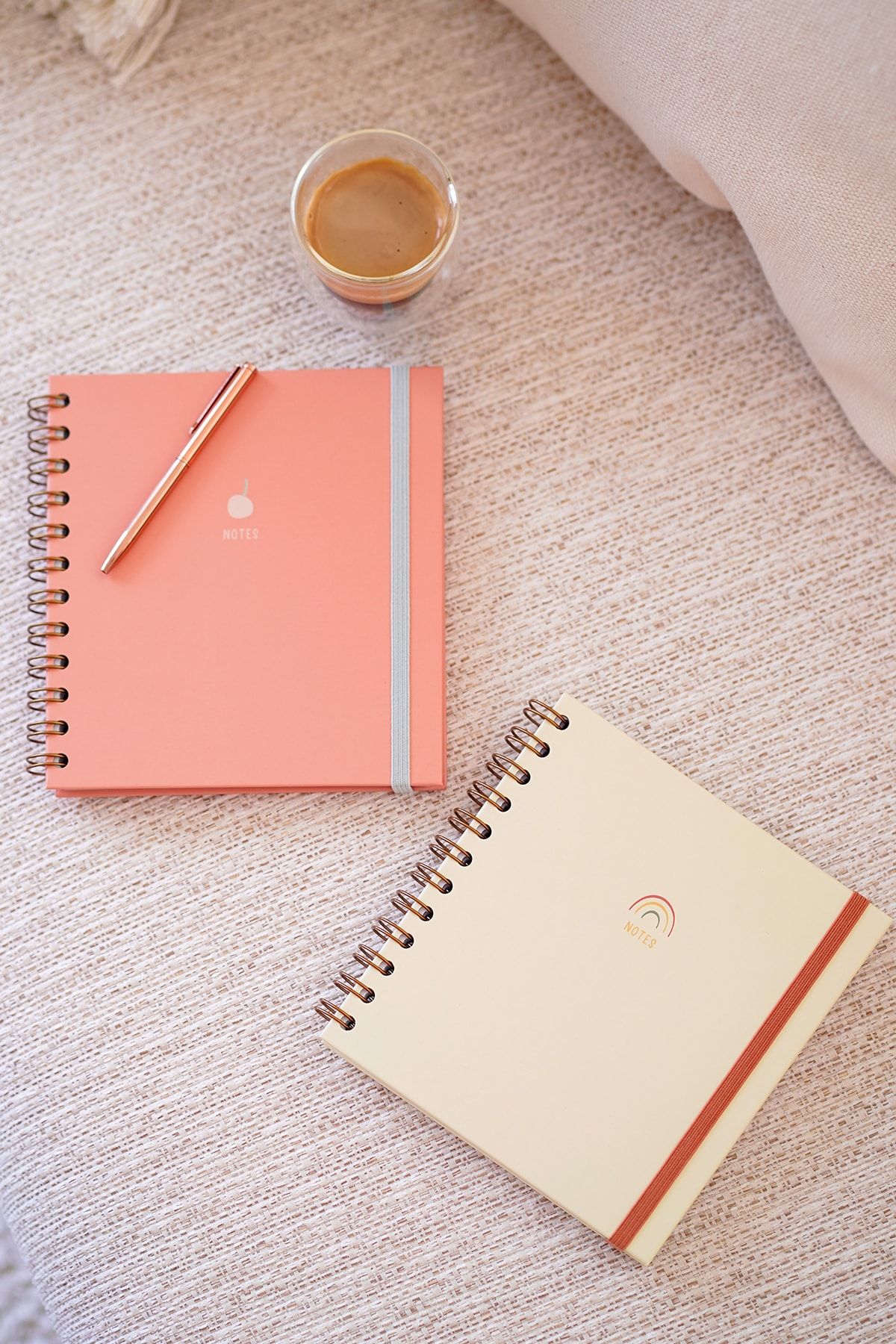 Matt Notebook-15x15 Cm Square Set of 2 Spiral Striped Undated Notepad Rainbow 2