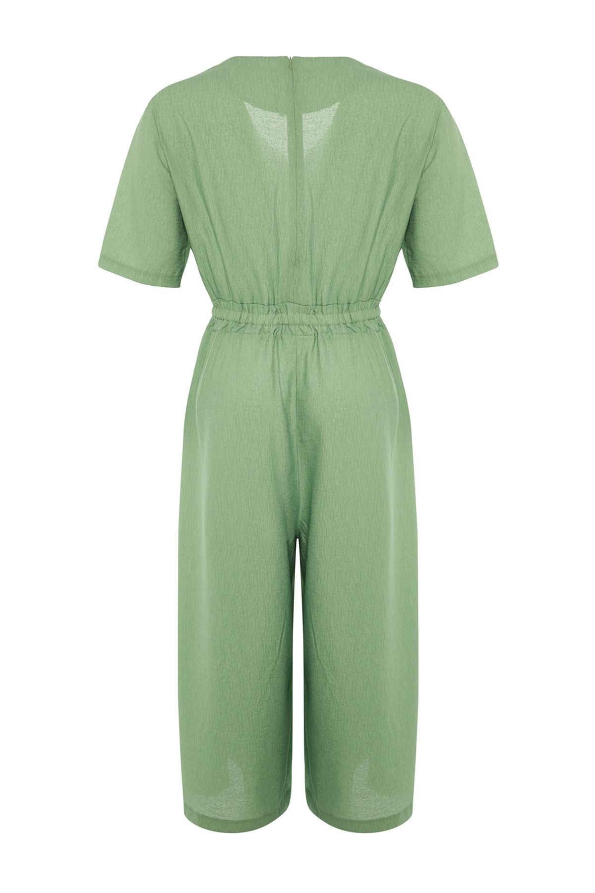 Trendyol Curve-Khaki Waist Detailed Woven Jumpsuit TBBSS22BG0017 7