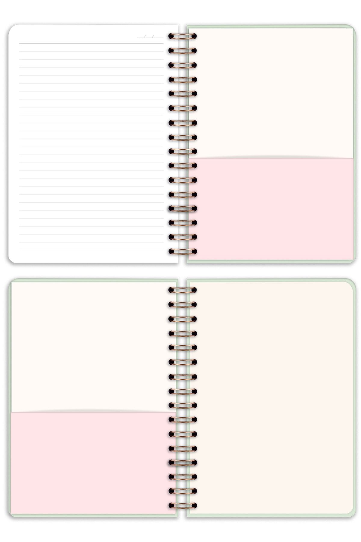 Matt Notebook-A5 15x21 Cm Spiral Elastic Lined Undated Notebook Green 6