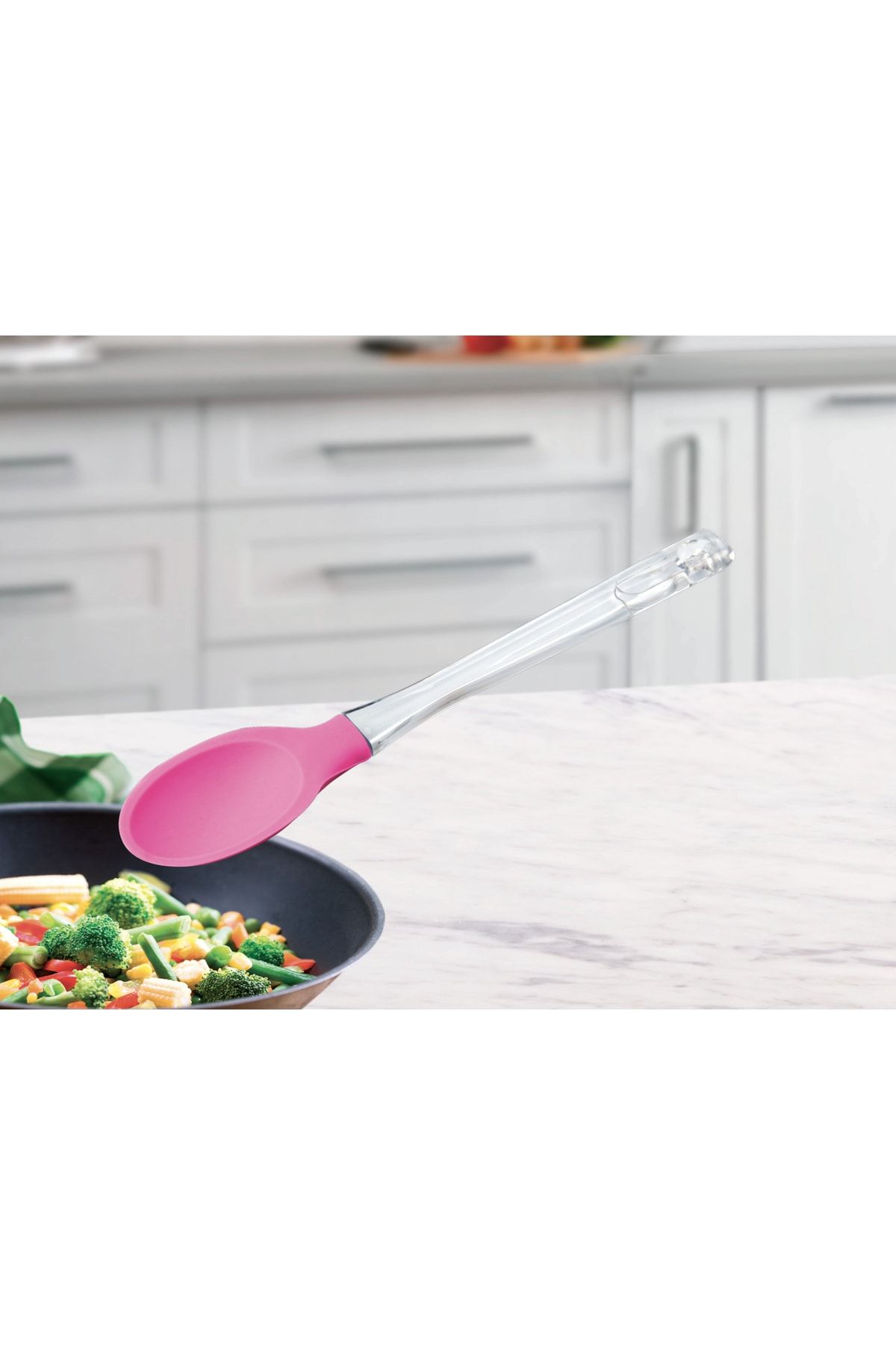 Silikon Yemek Kaşığı 30 Cm Isıya Dayanıklı Silikon Kaşık