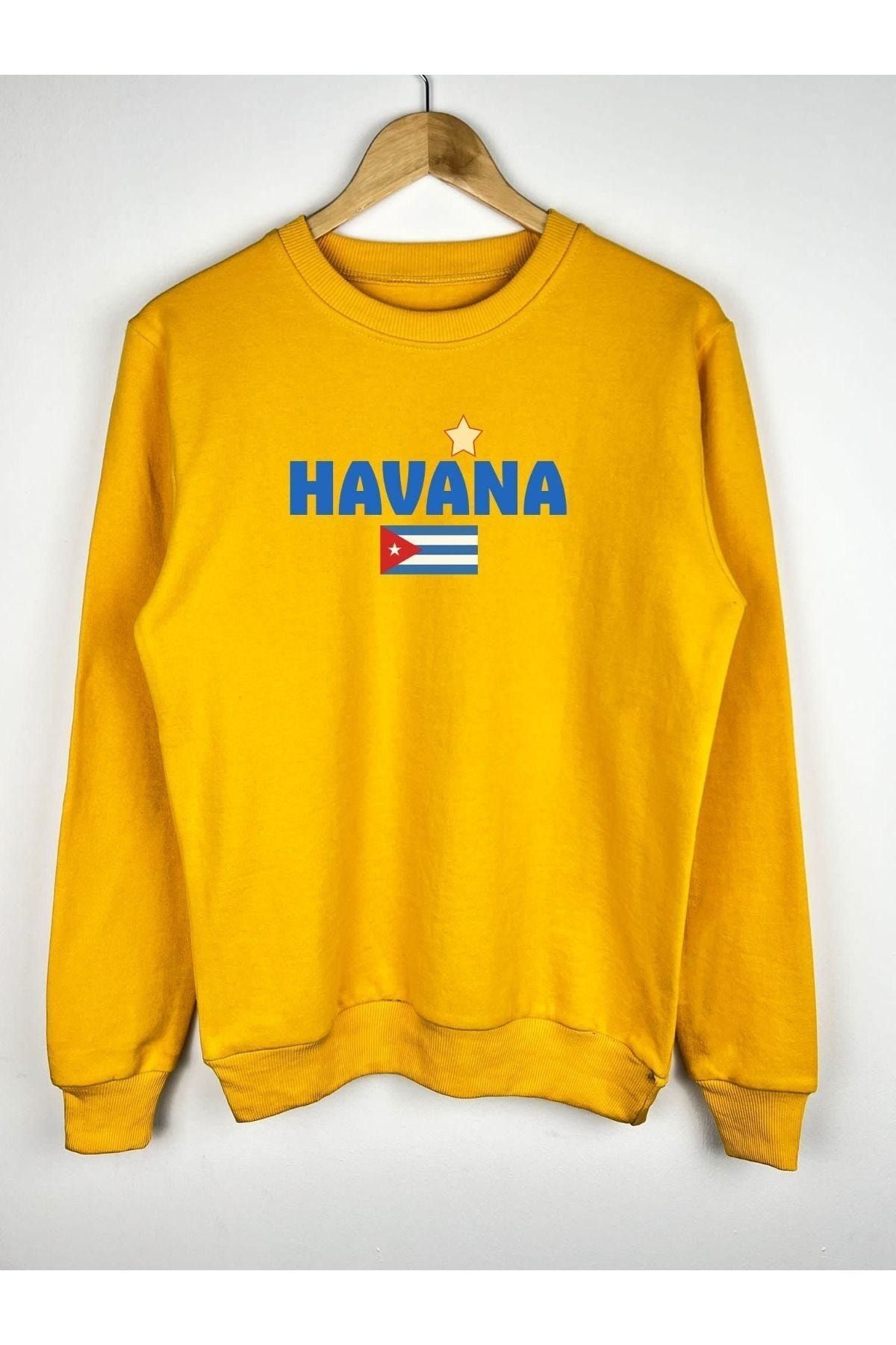 Benisengiydir Men s Yellow Havana Printed Oversize Crew Neck