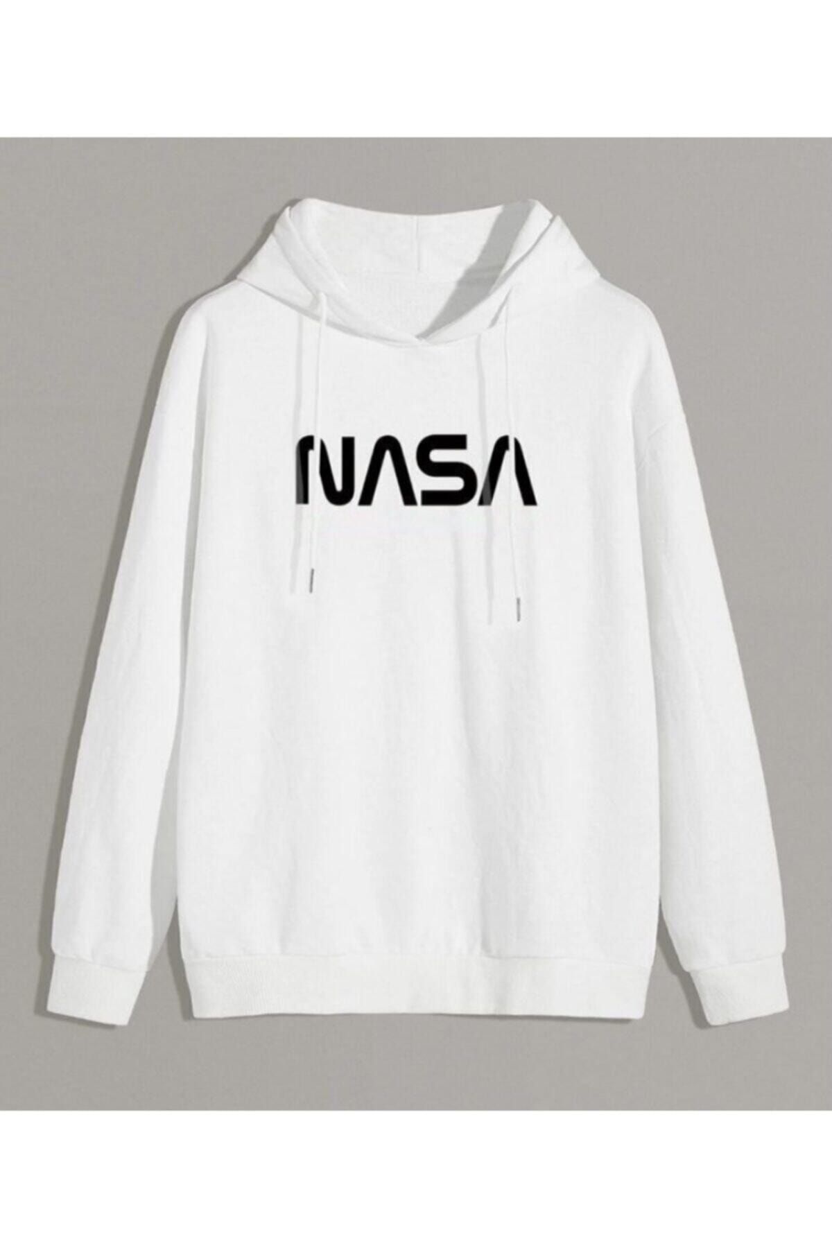 trendgar Unisex Nasa Printed White Sweatshirt