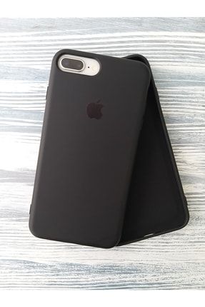 Iphone 7 8 Plus Uyumlu Siyah Lansman Içi Kadife Silikon Logolu Kılıf MORE02