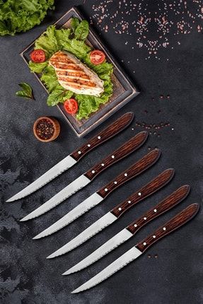 Mutfak Bıçak Seti Steak Et Bıçak Restoran Et Kesme Doğrama Meyve Sebze Bıçak Şık Ahşap Saplı MBT-137