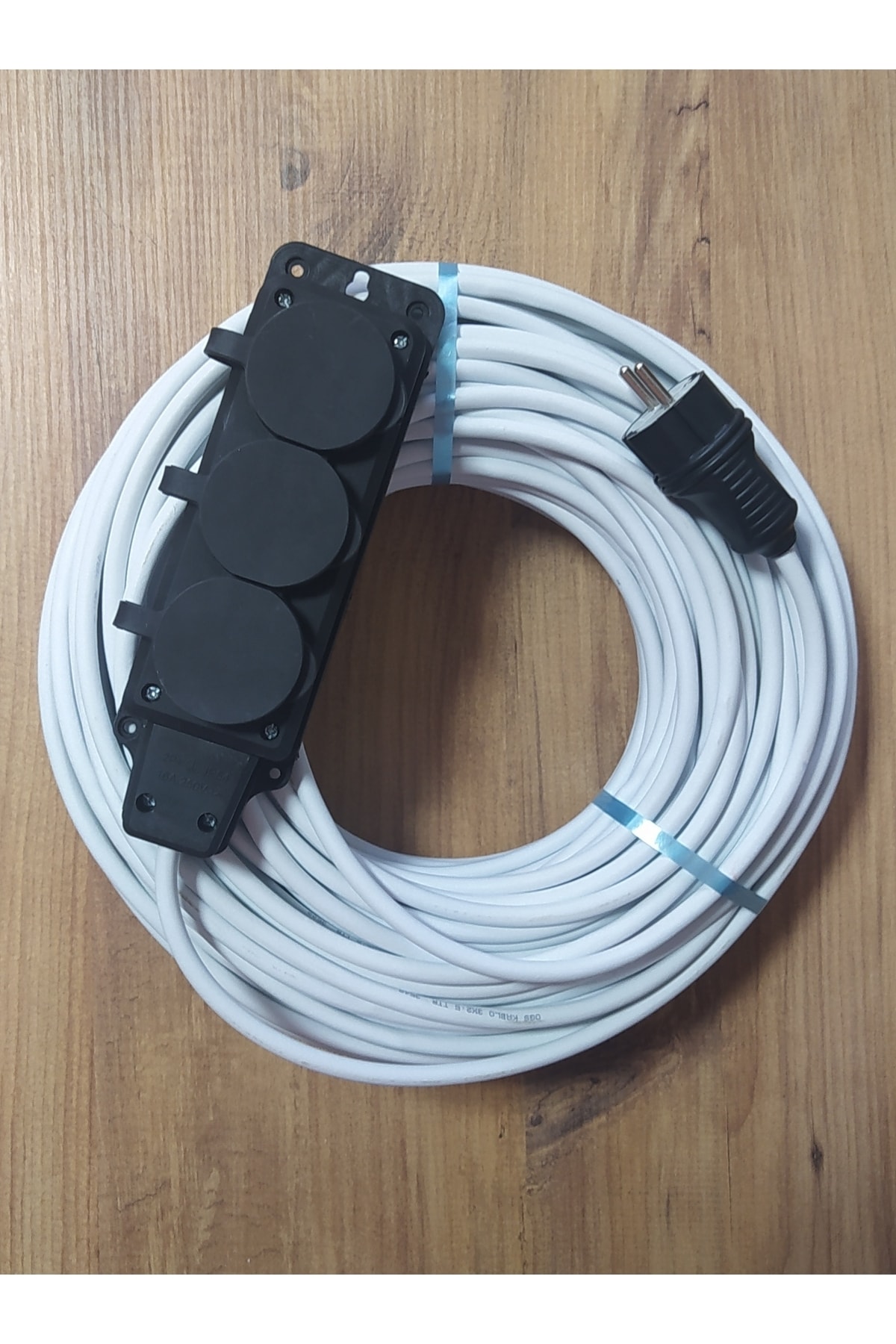 OGS 3x2.5 Ttr 40 Metre Çok Telli Beyaz Renk Izolasyonlu Topraklı Üçlü Grup Priz Seyyar Uzatma Kablosu