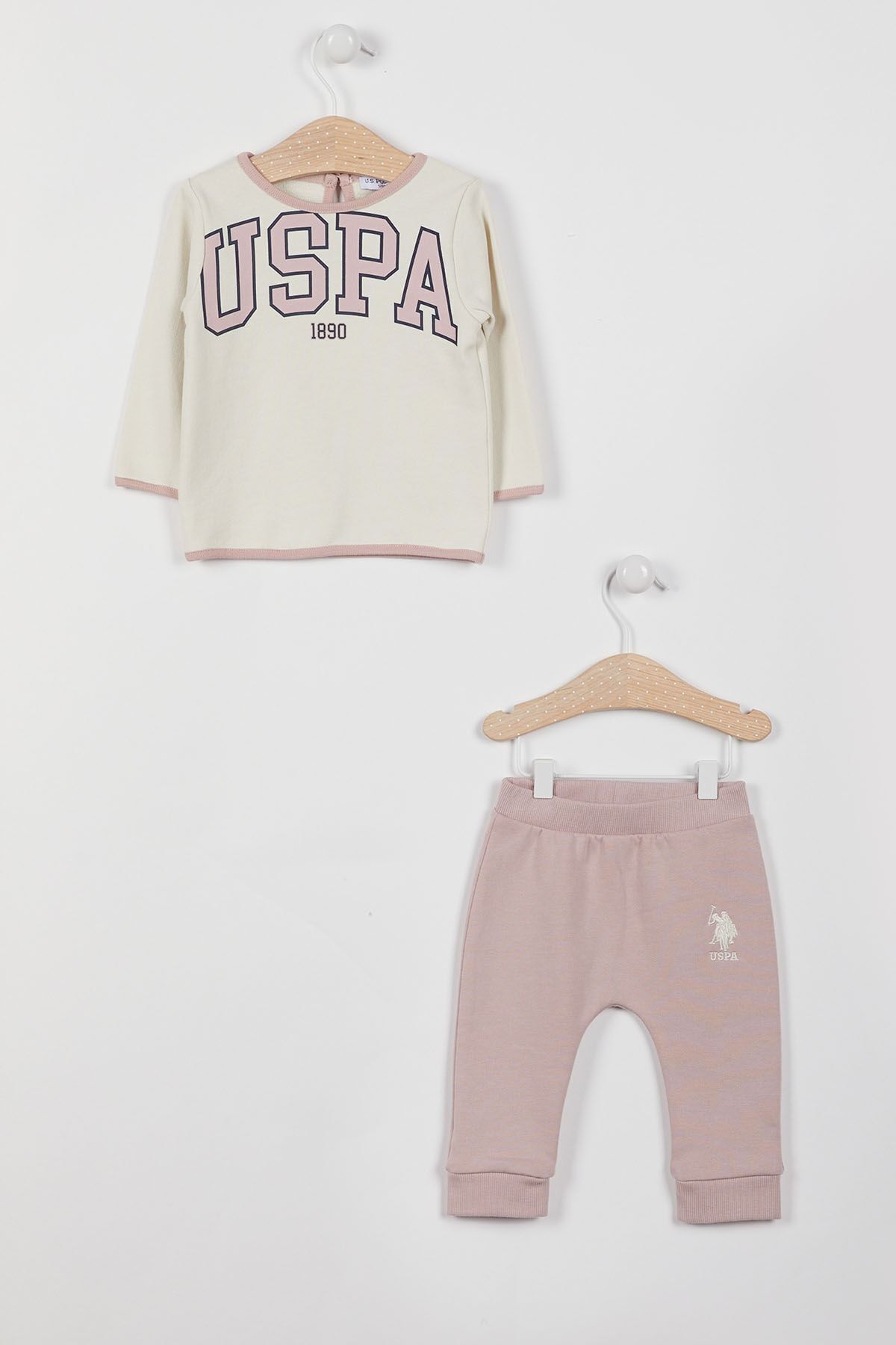 U.S. Polo Assn. U.s. Polo Assn Lisanslı Basic Pudra Kız Bebek Uzun Kol Eşofman Takım