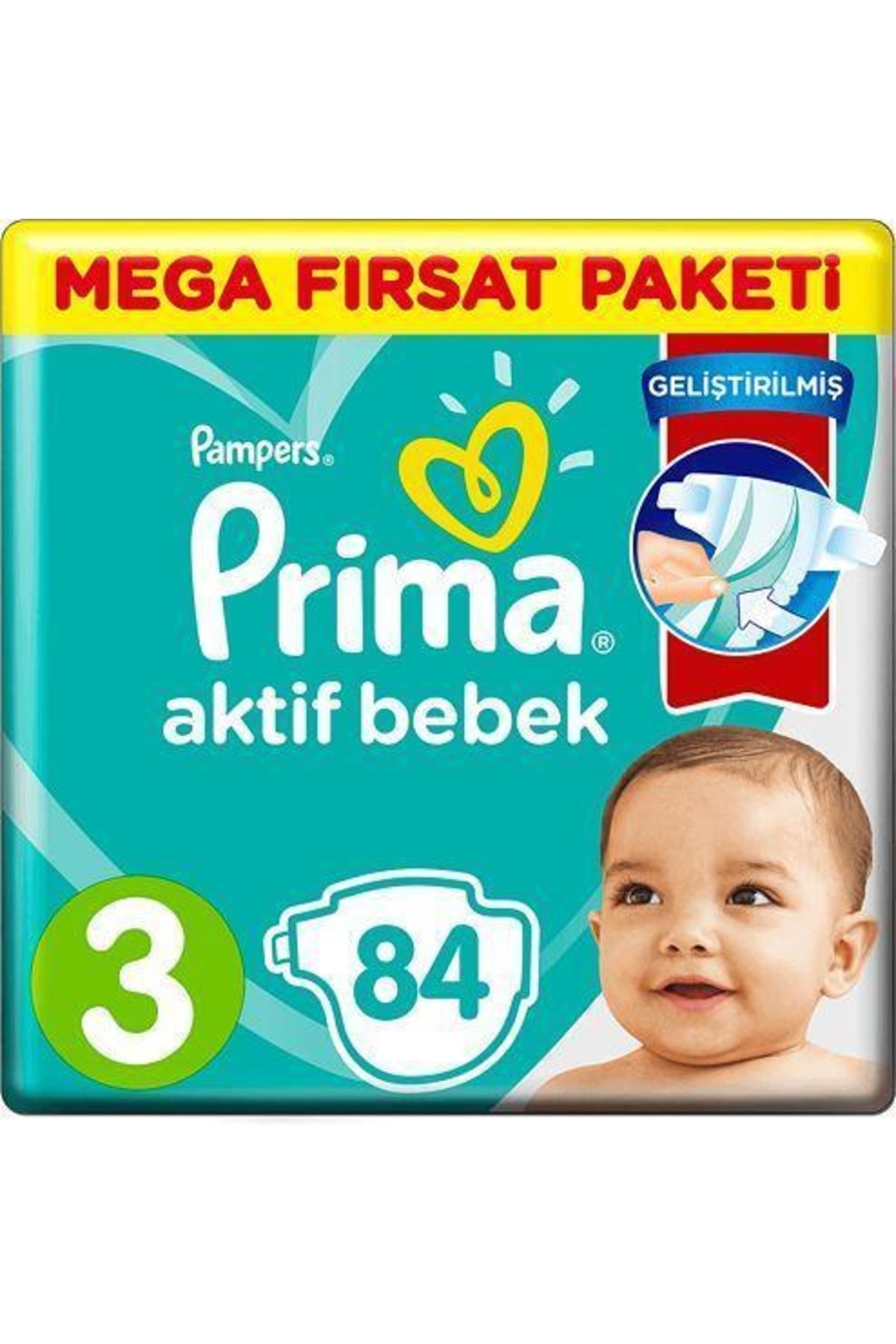 HECTOR EMPORİUM Prima Bebek Bezi Aktif Bebek Mega Fırsat Paketi 3 Beden 84 Adet