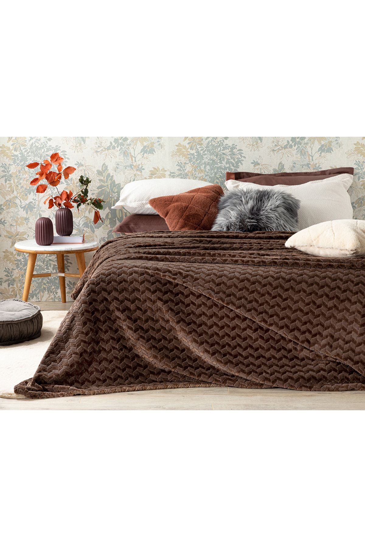 English Home-Pătură dublă Super Soft Ombre Softy Braid - 200x220 Cm Maro 1