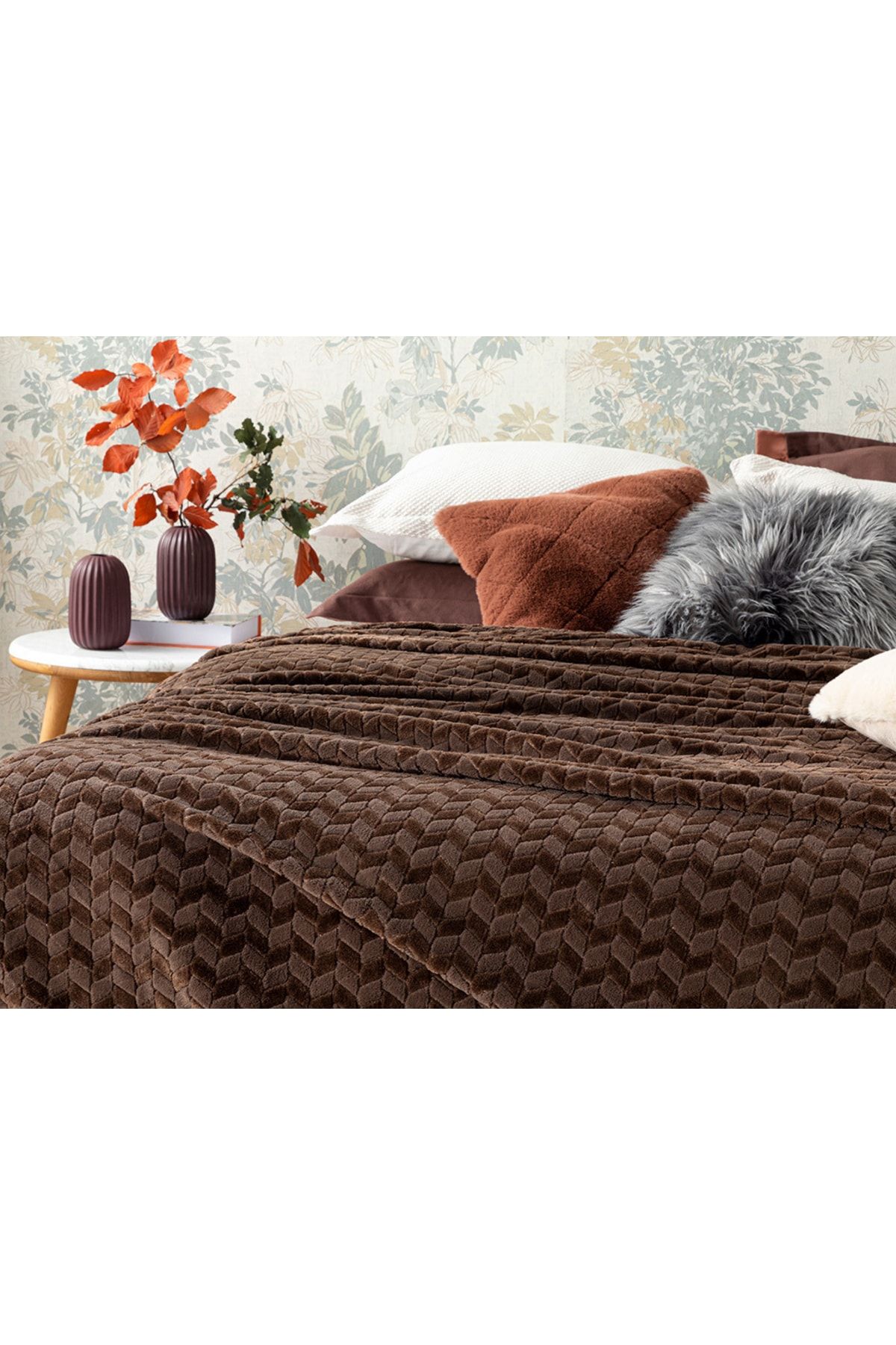 English Home-Pătură dublă Super Soft Ombre Softy Braid - 200x220 Cm Maro 2