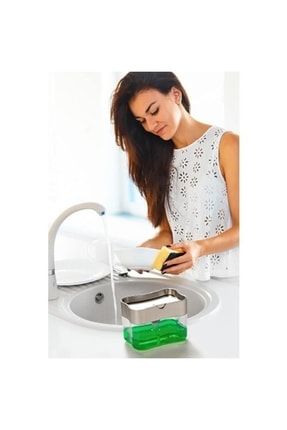 Pompalı Sünger Hazneli Sıvı Sabunluk Bulaşık Süngerli Sıvı Sabunluk mutfaksabunluk1