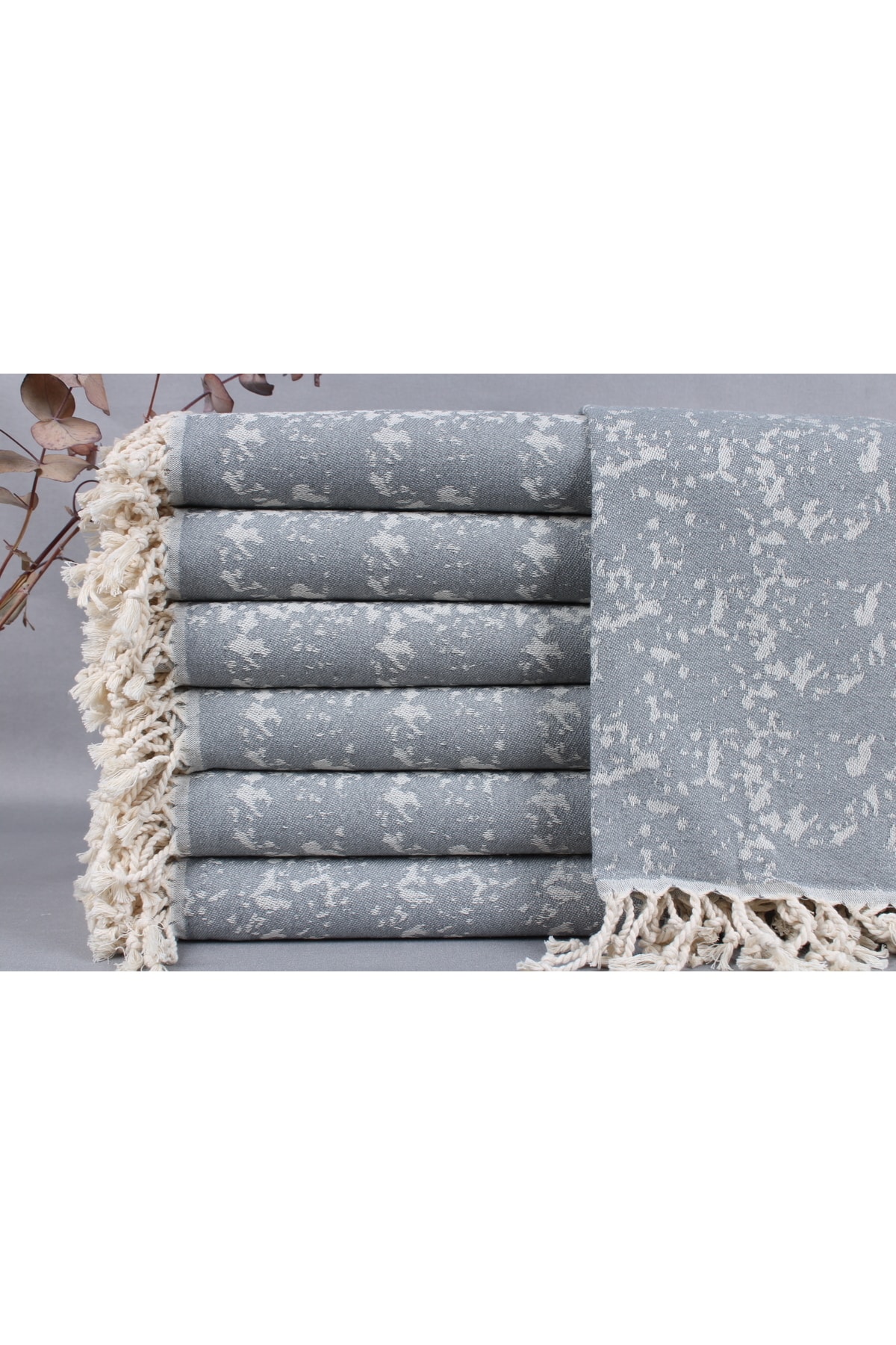 Peshtemal Caretta 100x180 Cm Dark Gray Peshtemal Cotton Peshtemal Caretta