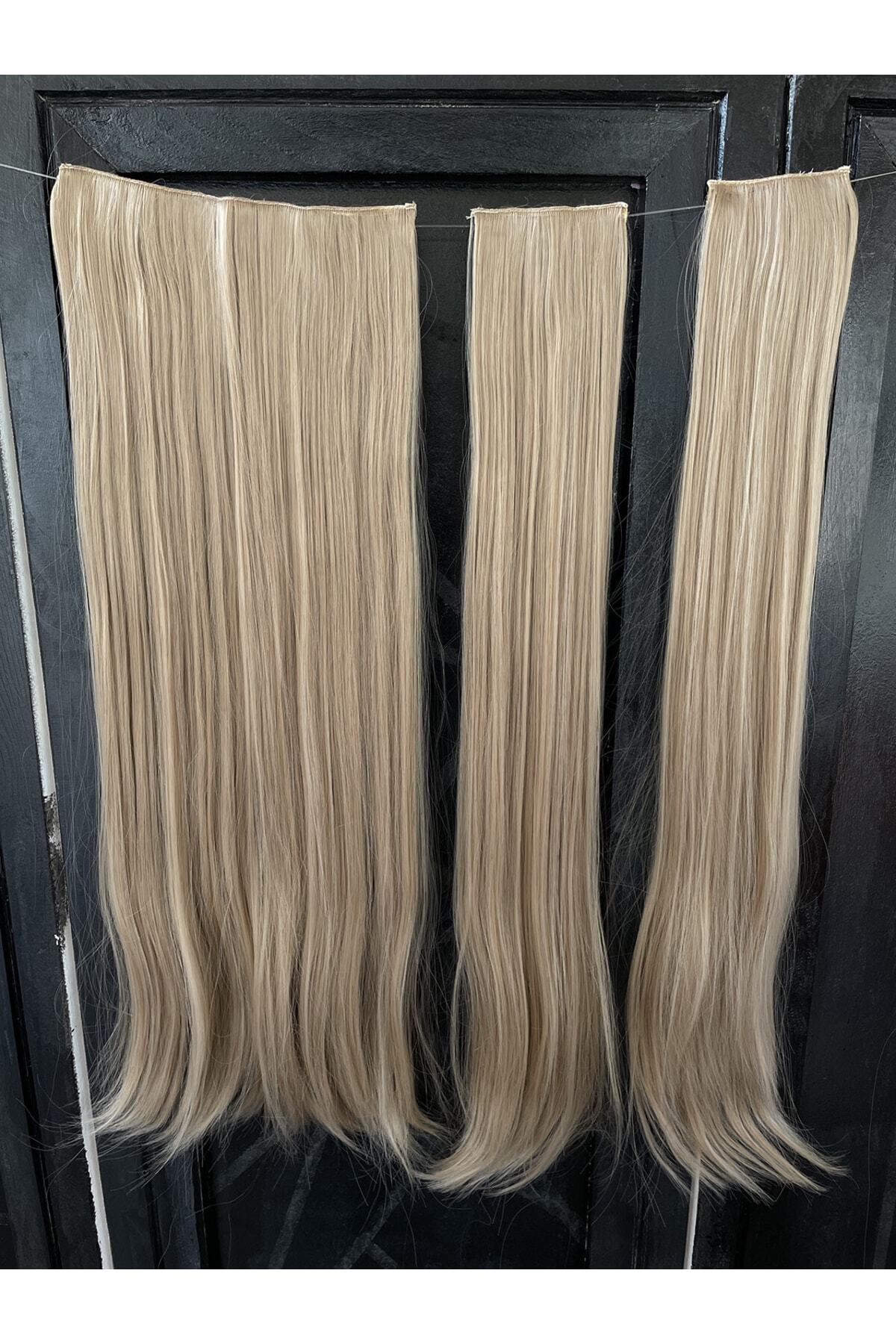 8 Kadına Dair Herşey Krem Düz Uzun Yarım Ay Saç – 3 Parça Çıt Çıt 80cm. 270 Gr. Vıp Serı