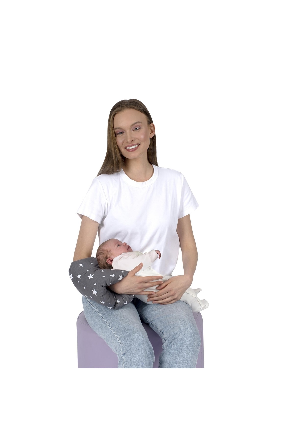 Sevi Bebe Pratik Emzirme Yastığı Art-208 Gri Yıldız fotoğrafı 4 (önizleme)